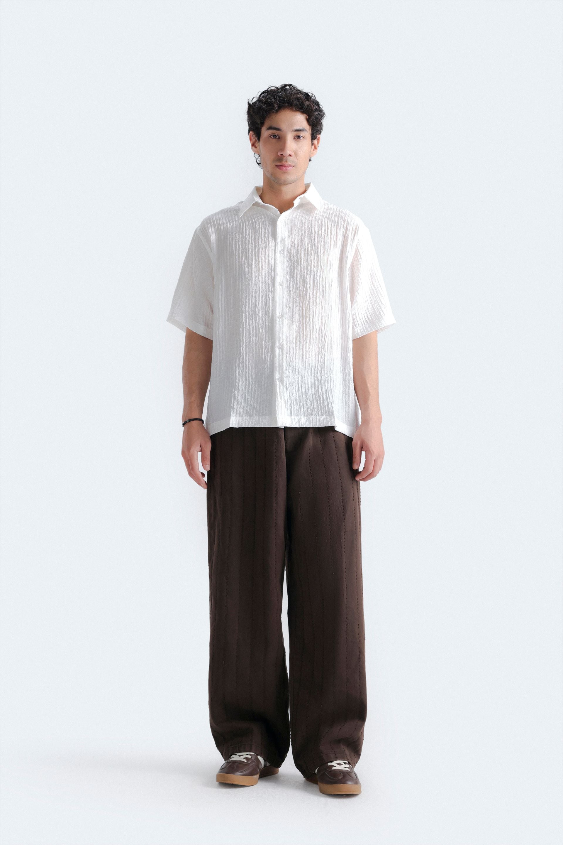 Textured Baggy Fit Pants