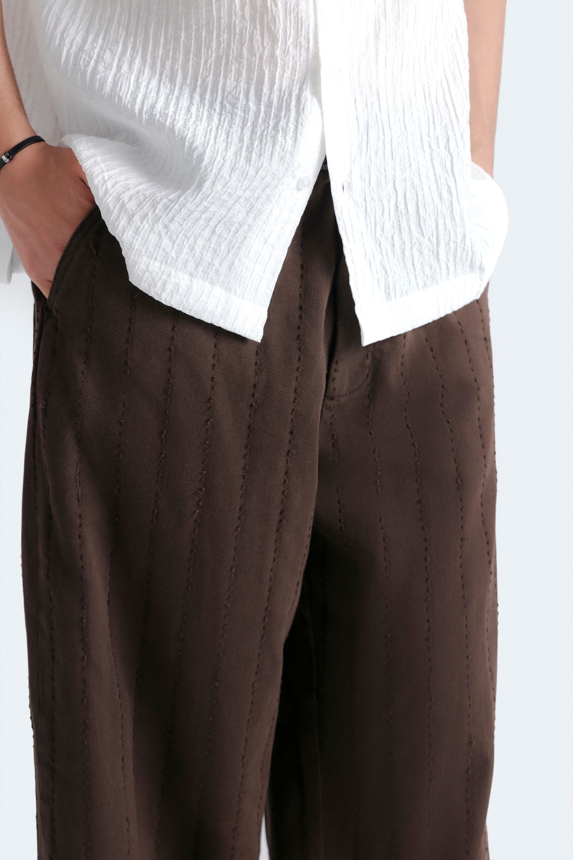 Textured Baggy Fit Pants
