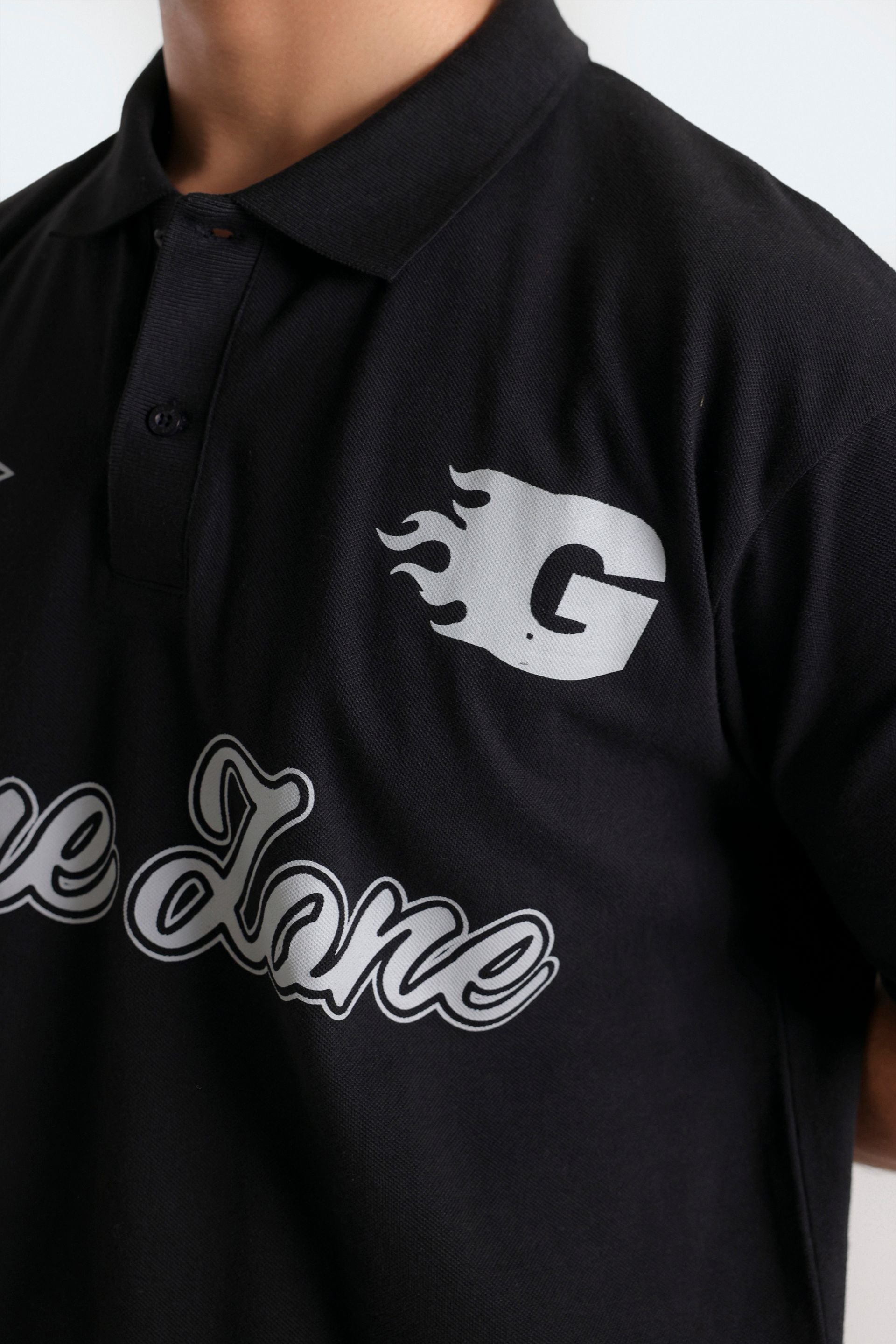 Slogan Print Polo Shirt