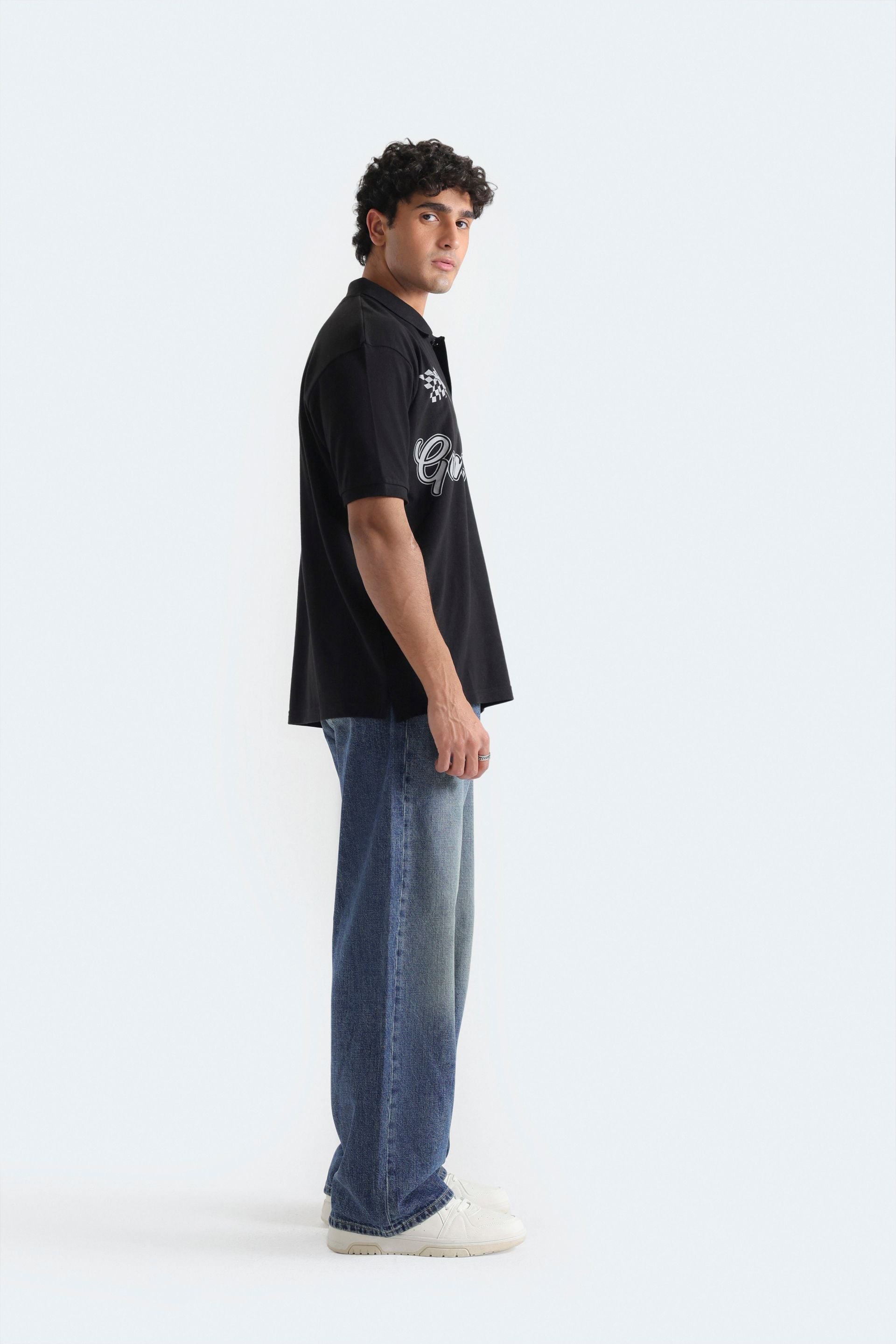 Slogan Print Polo Shirt