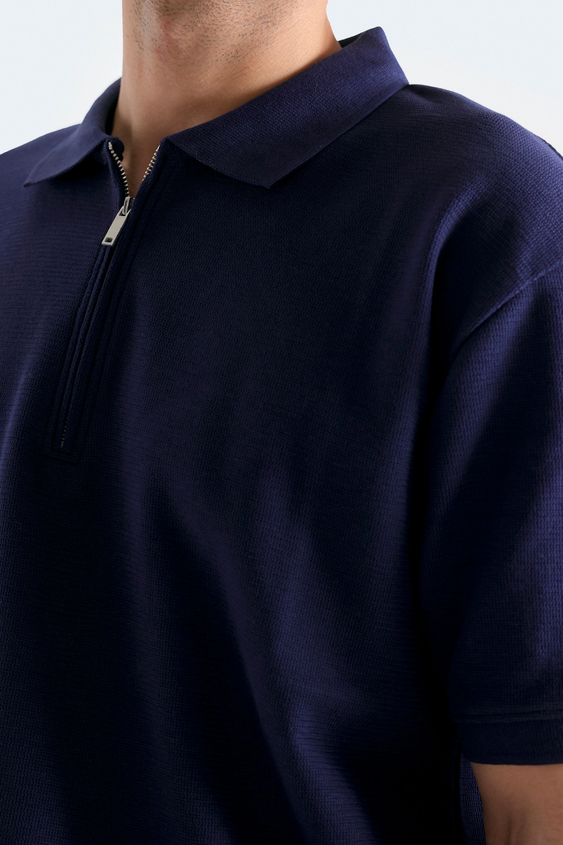 Quarter Zip-Up Polo Shirt