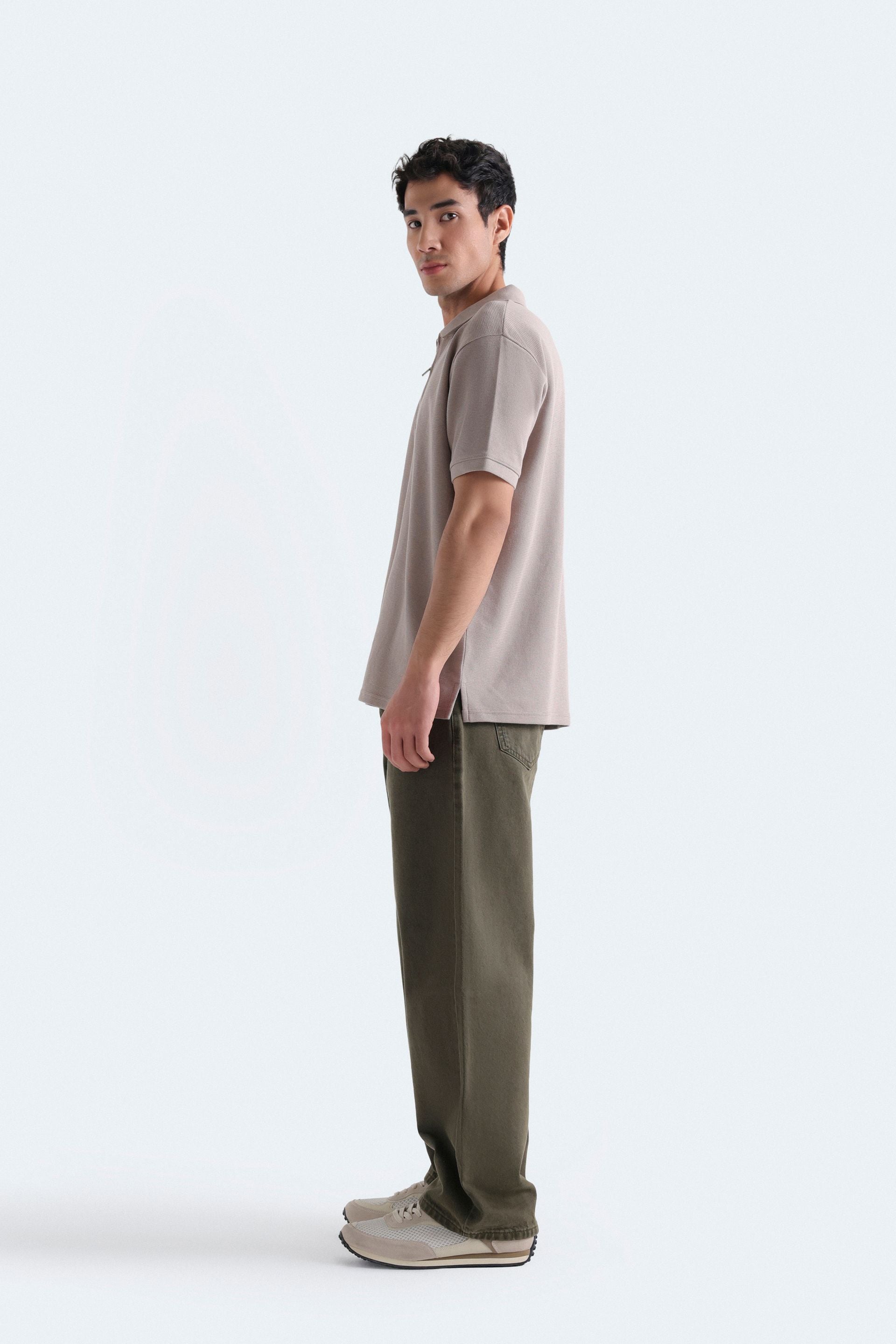Quarter Zip-Up Polo Shirt