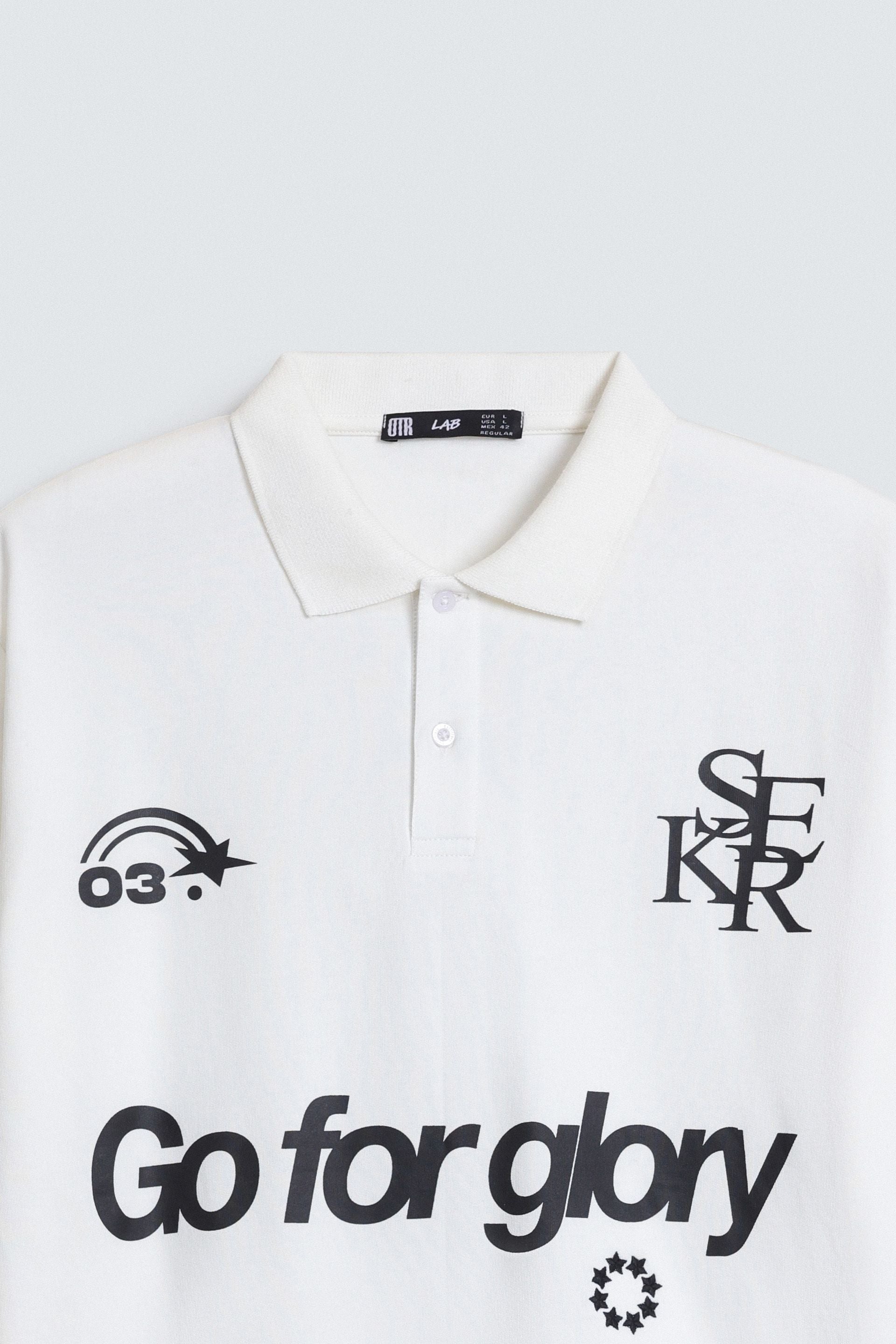 Embroidered Slogan Print Polo Shirt