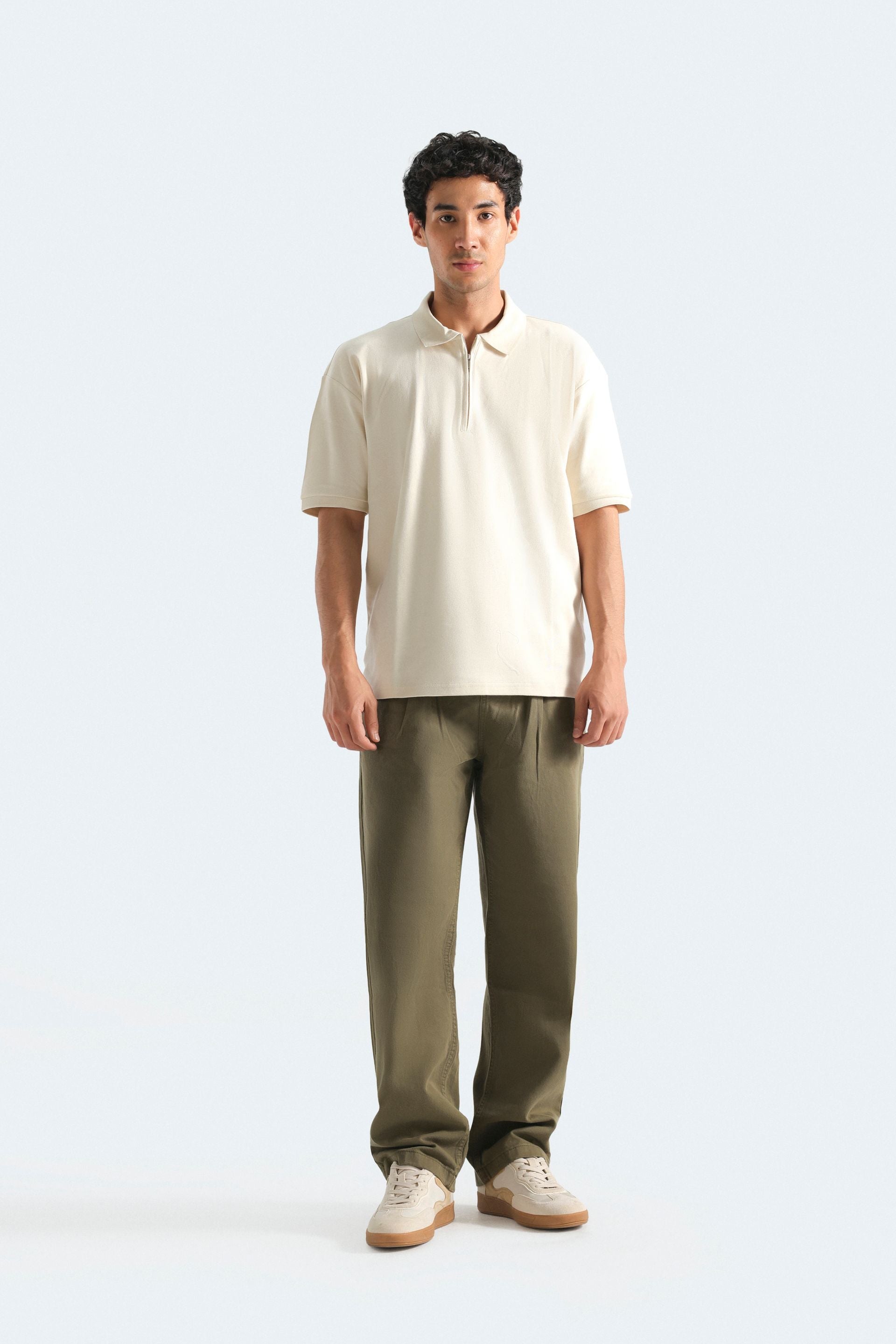 Quarter Zip-Up Polo Shirt