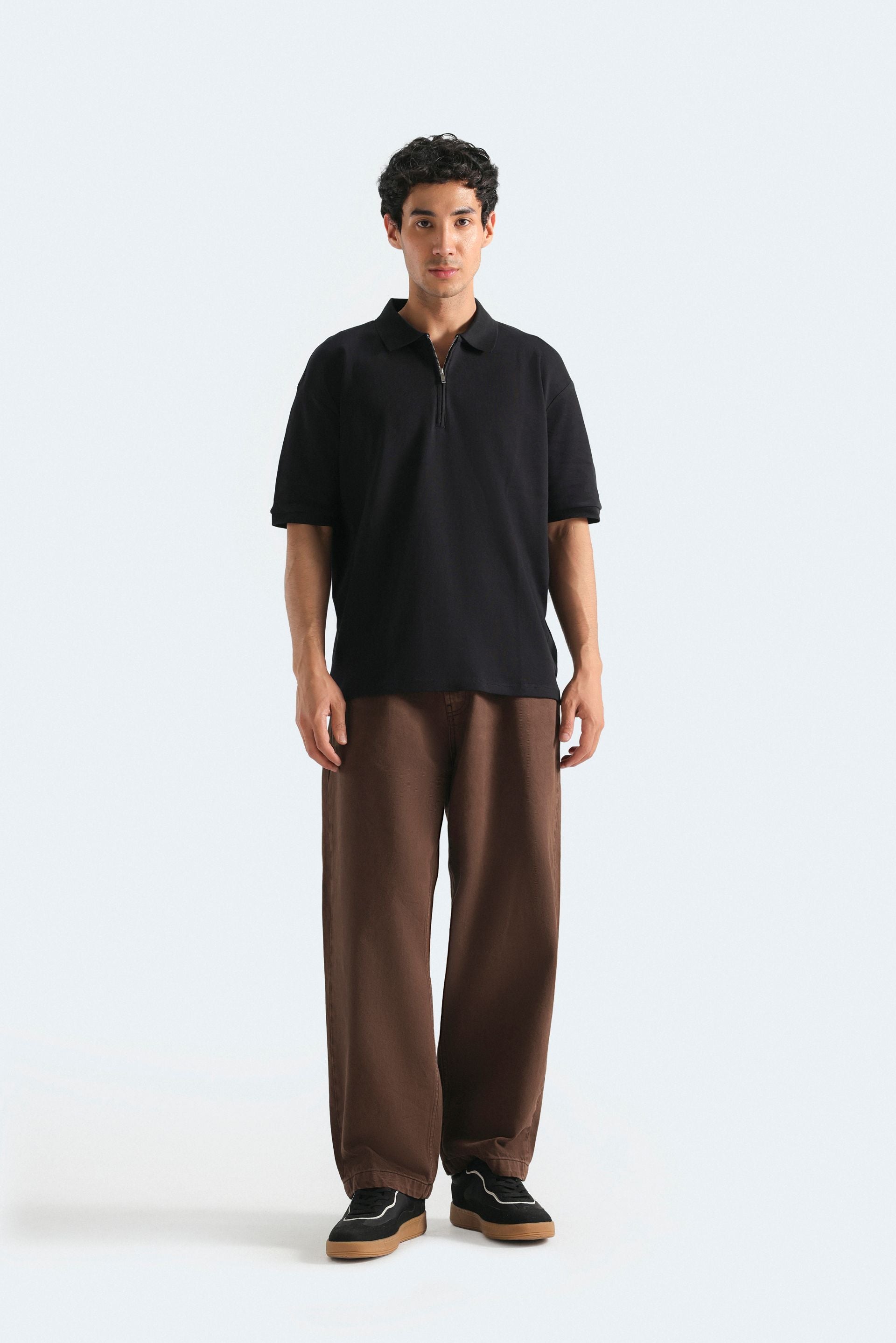 Quarter Zip-Up Polo Shirt