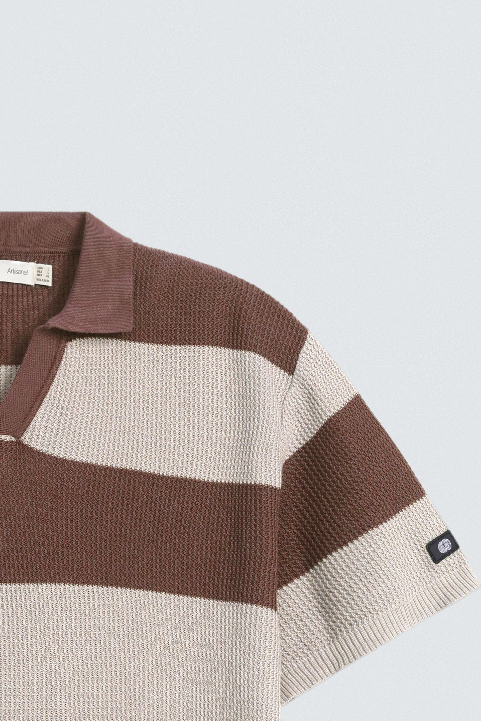 Textured Striped Polo Shirt