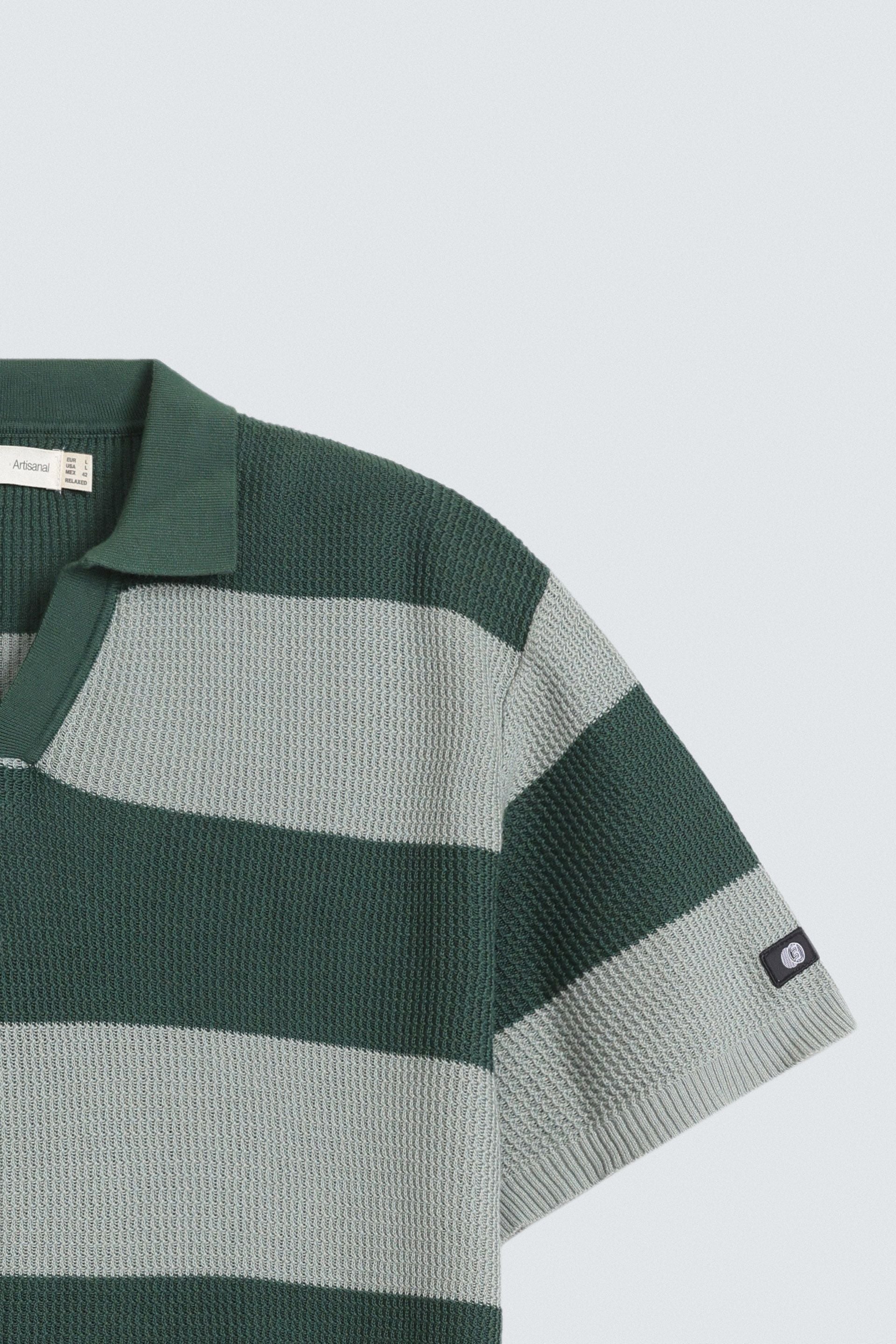 Textured Striped Polo Shirt