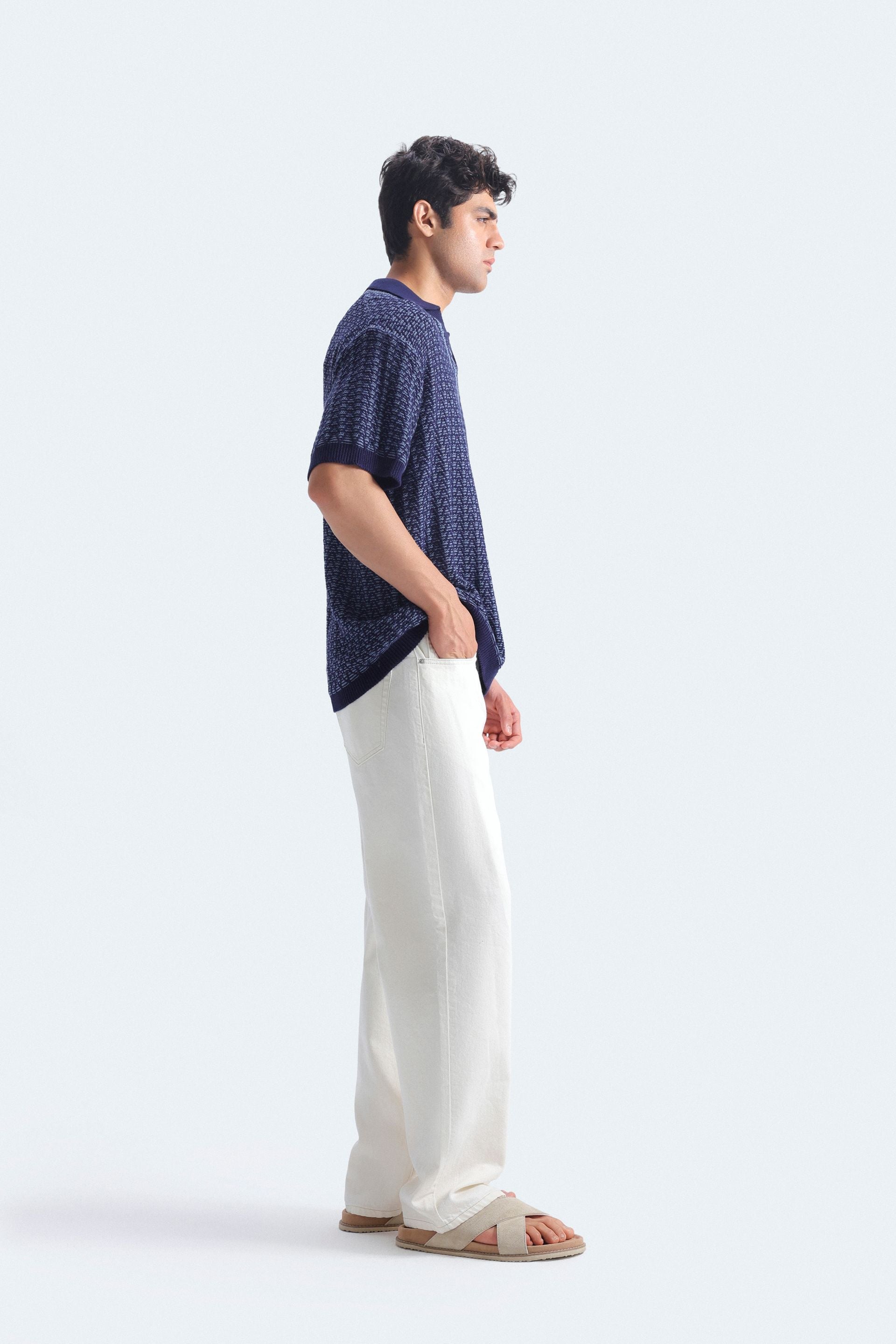 Contrast Knit Polo Shirt
