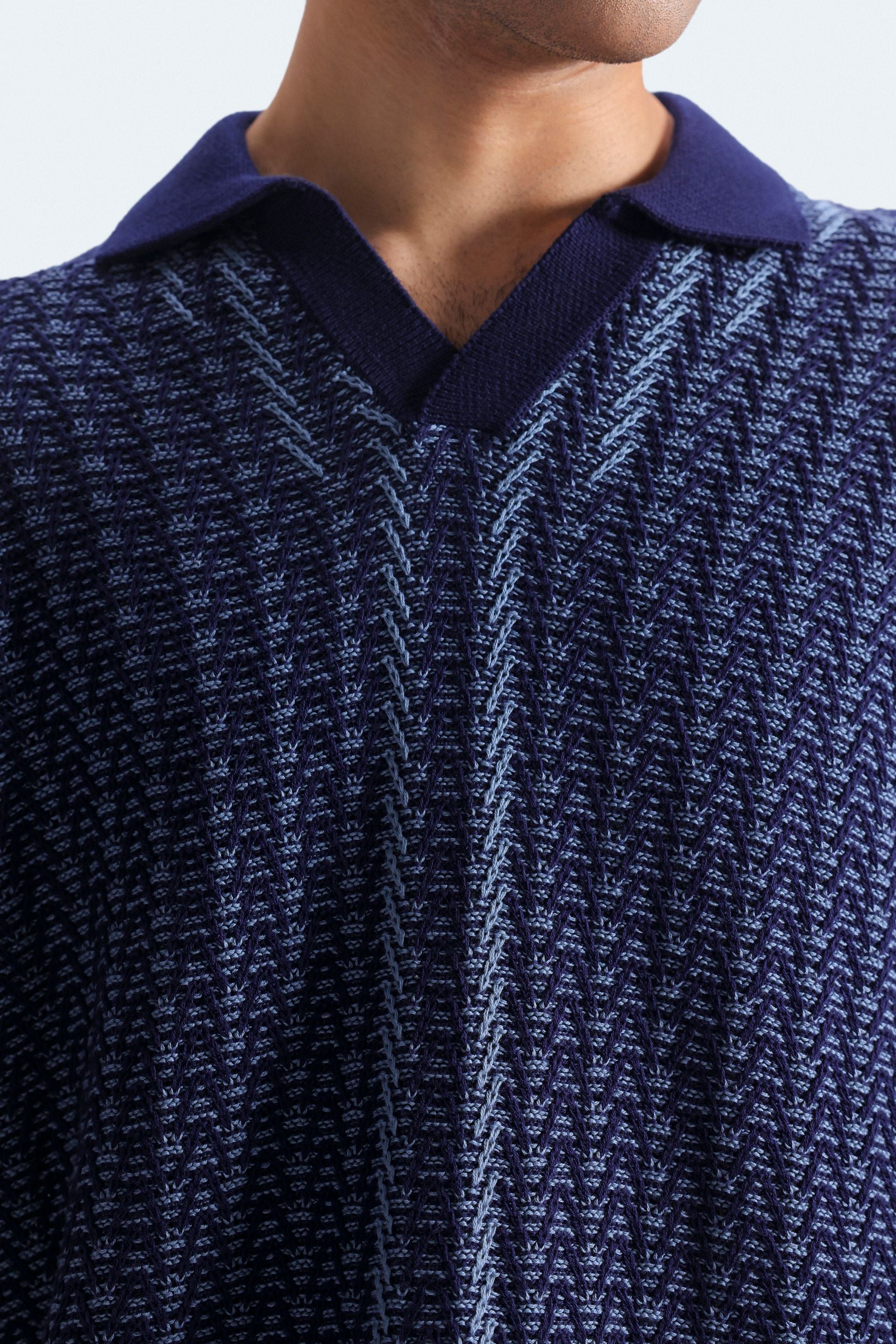 Contrast Knit Polo Shirt