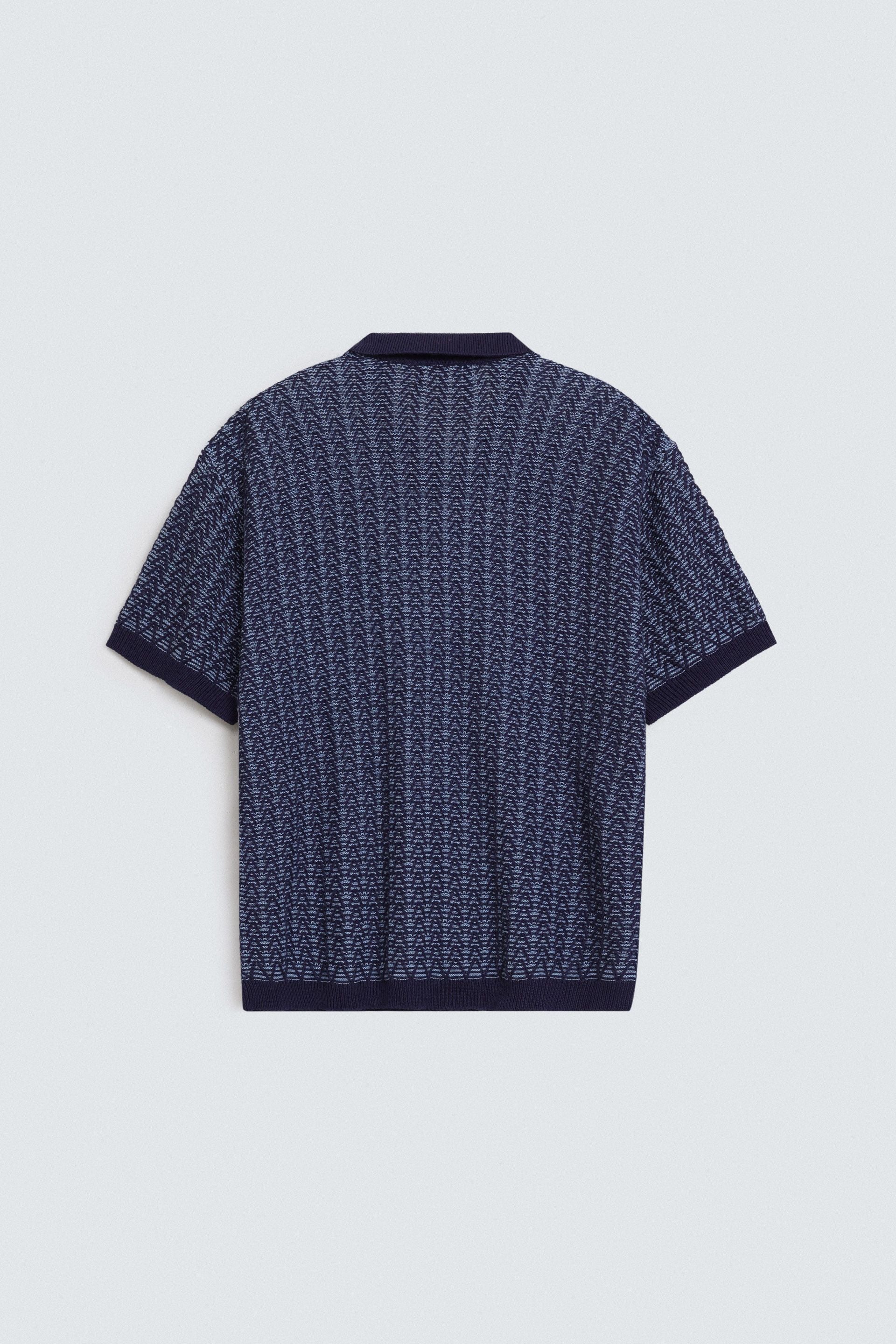 Contrast Knit Polo Shirt