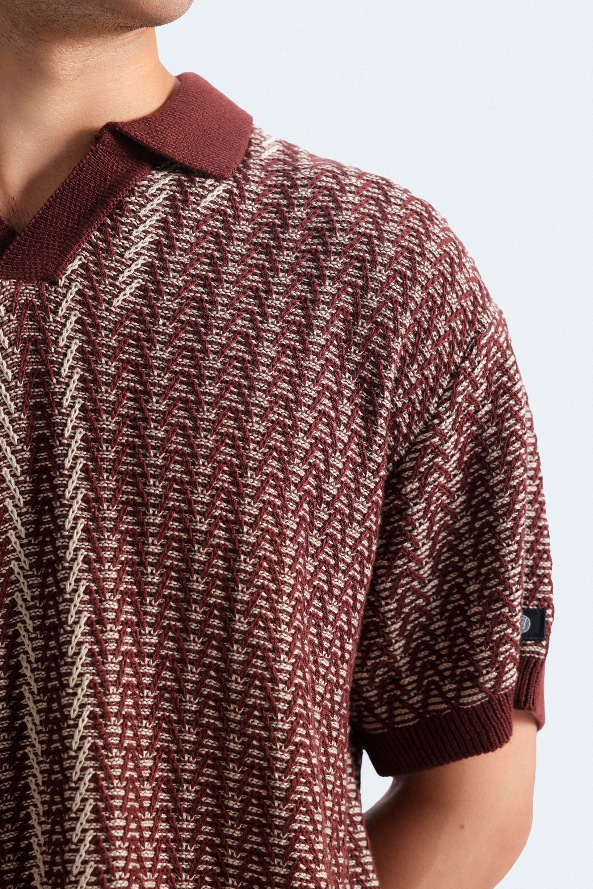 Contrast Knit Polo Shirt