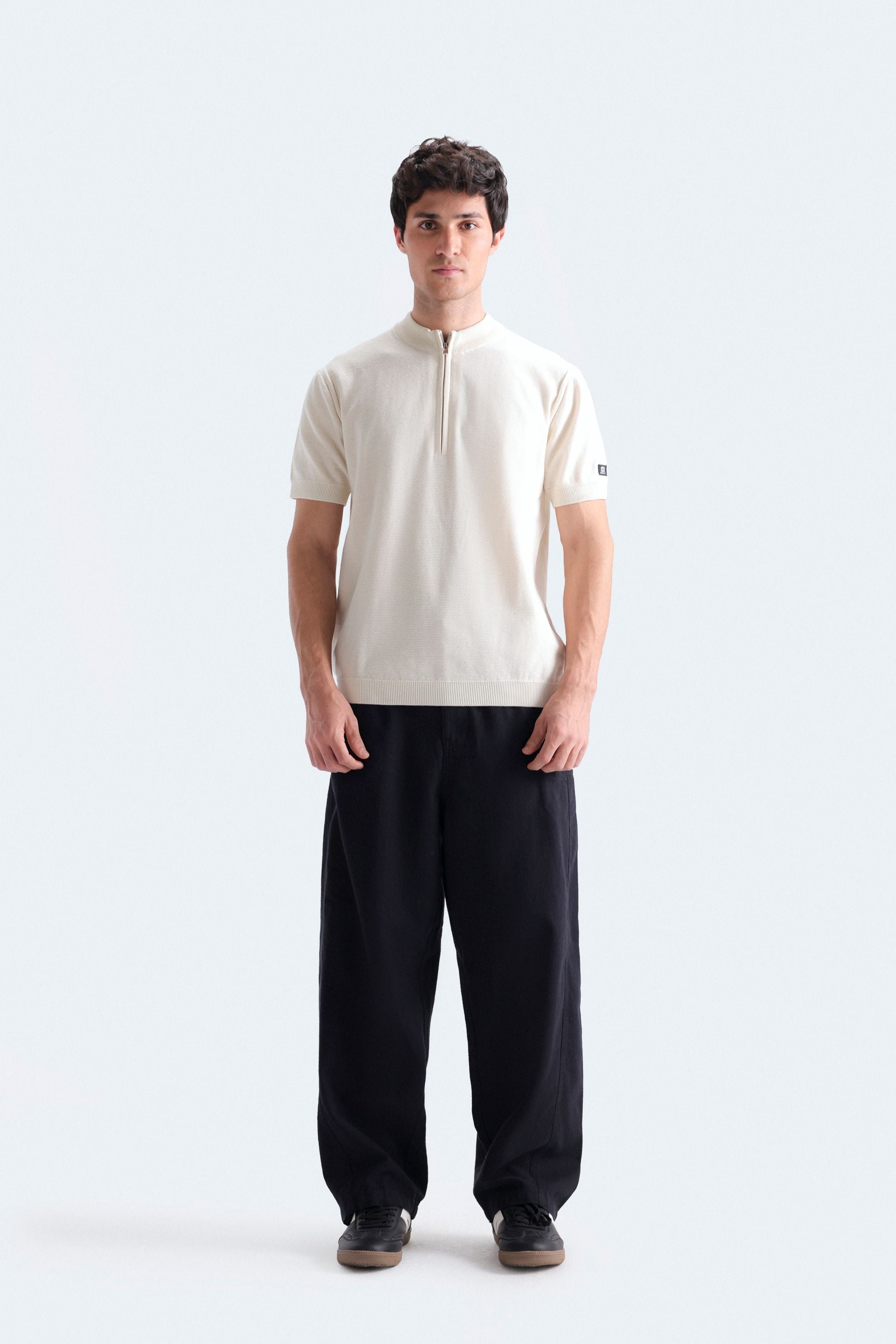 Quarter Zip-Up Polo Shirt