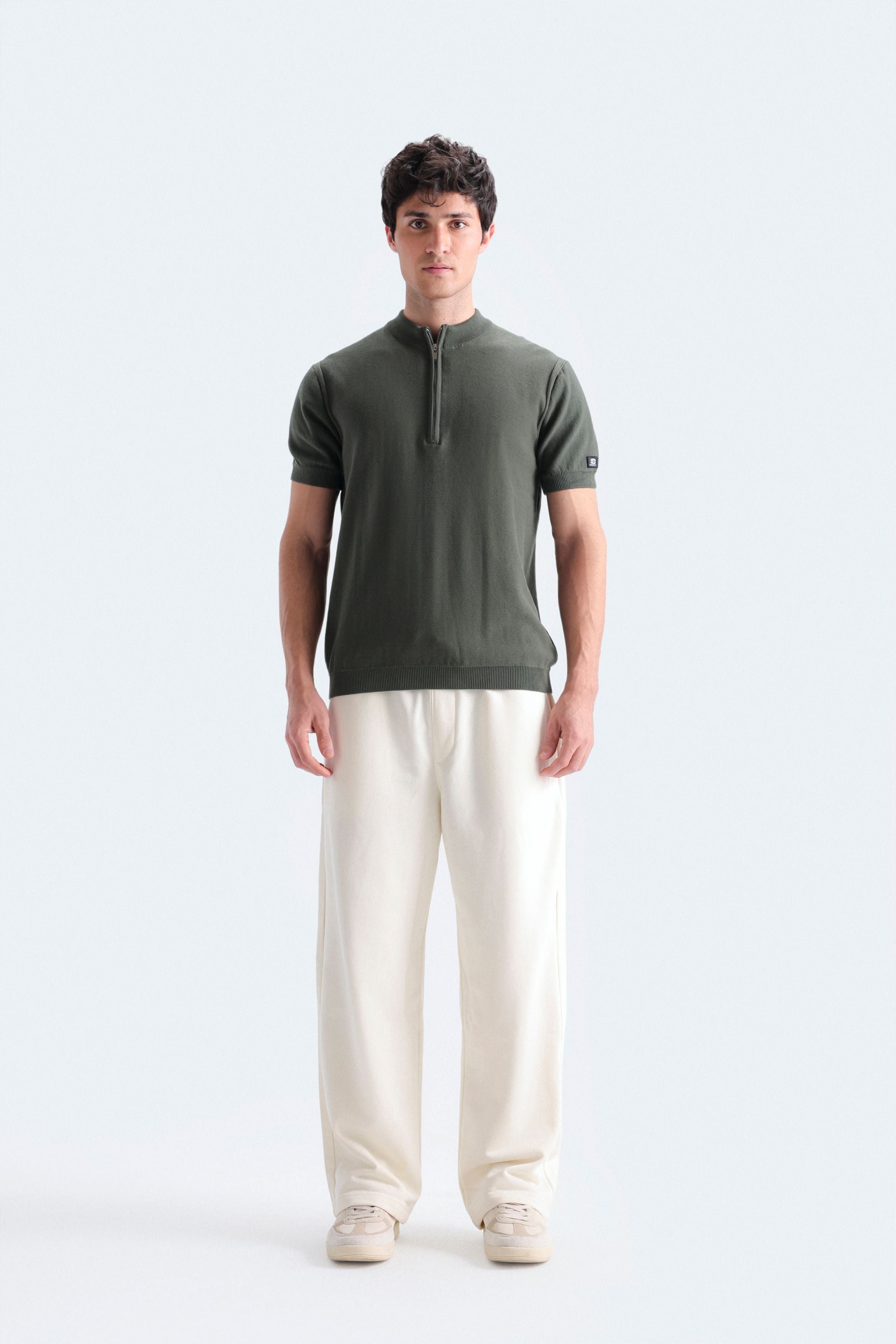 Quarter Zip-Up Polo Shirt