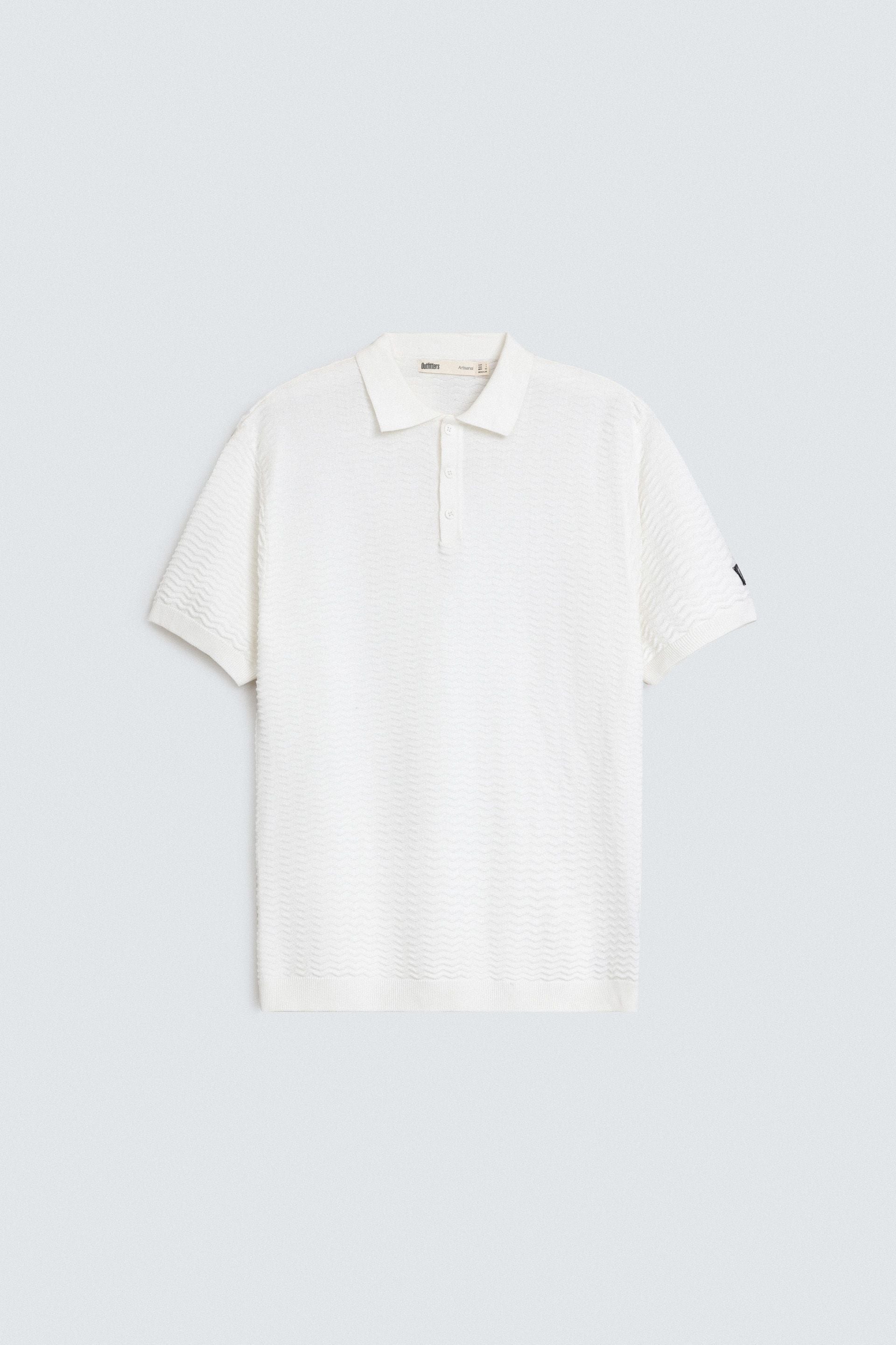Textured Polo Shirt With Label Patch