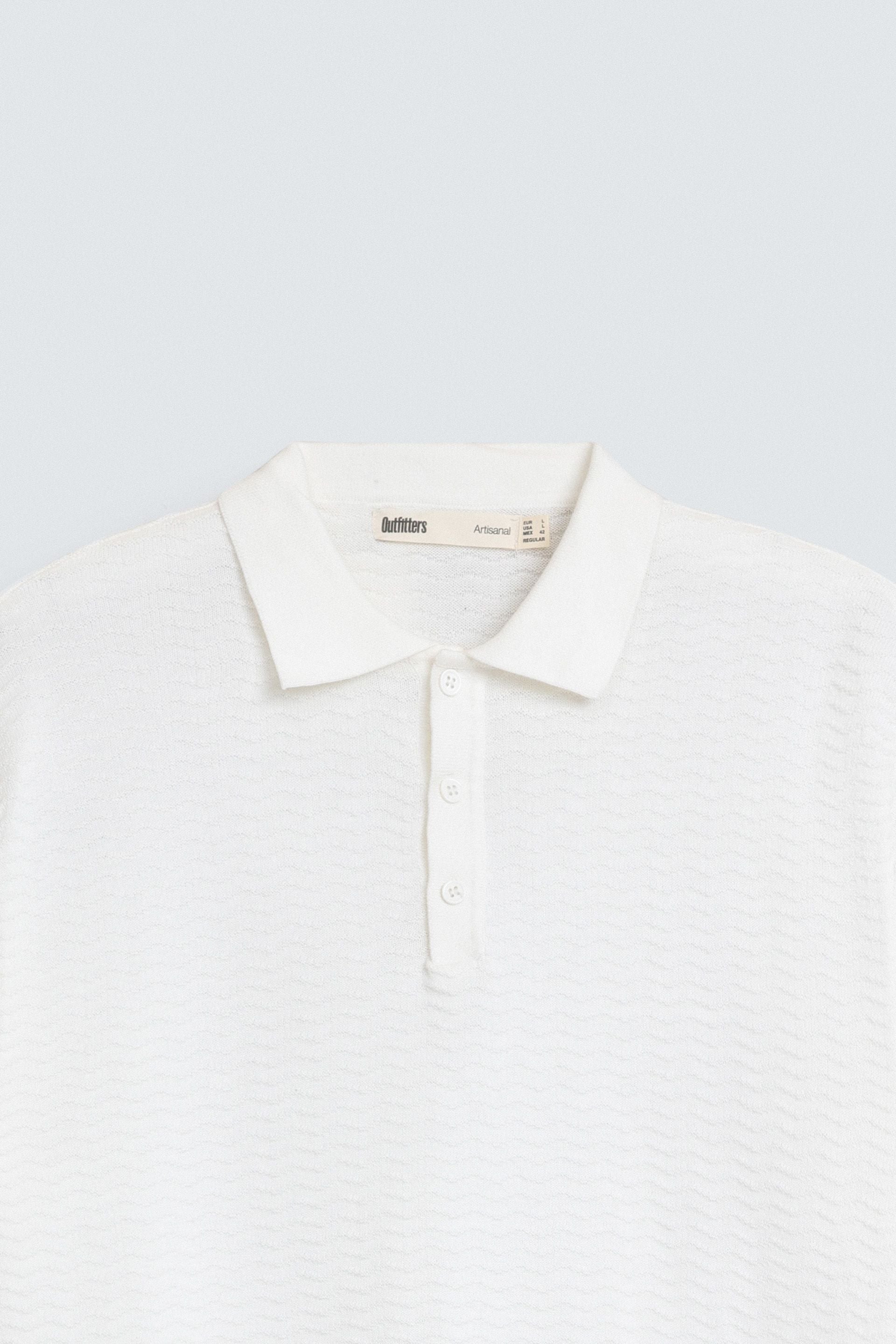 Textured Polo Shirt With Label Patch