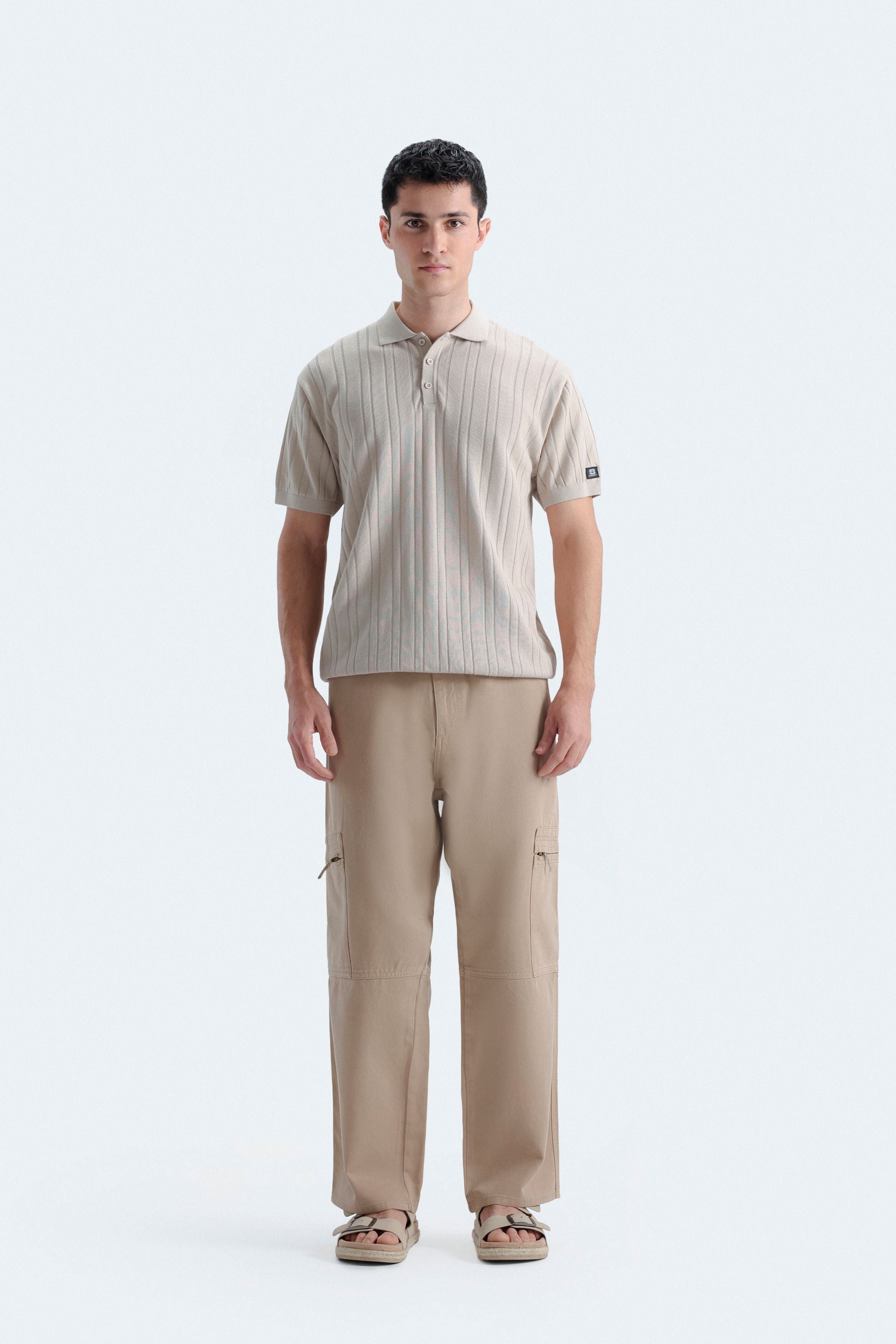 Striped Polo Shirt With Label Patch