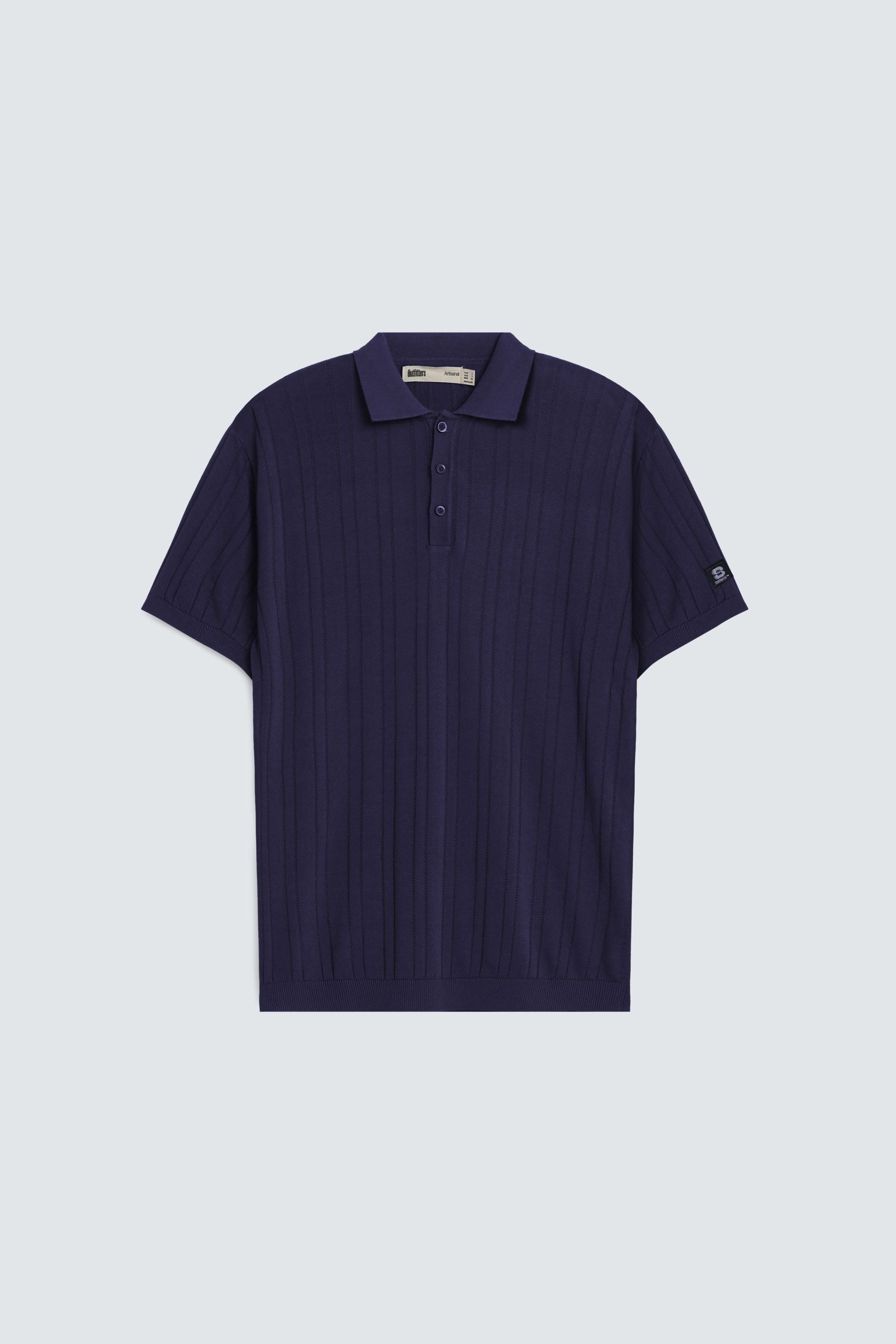 Striped Polo Shirt With Label Patch