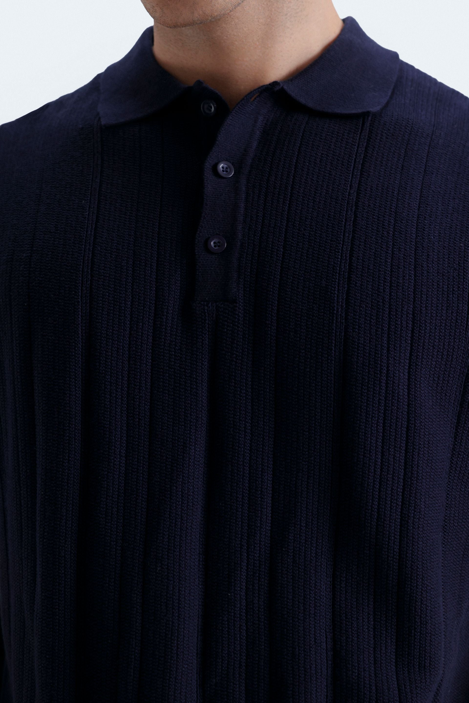 Textured Knit Polo Shirt
