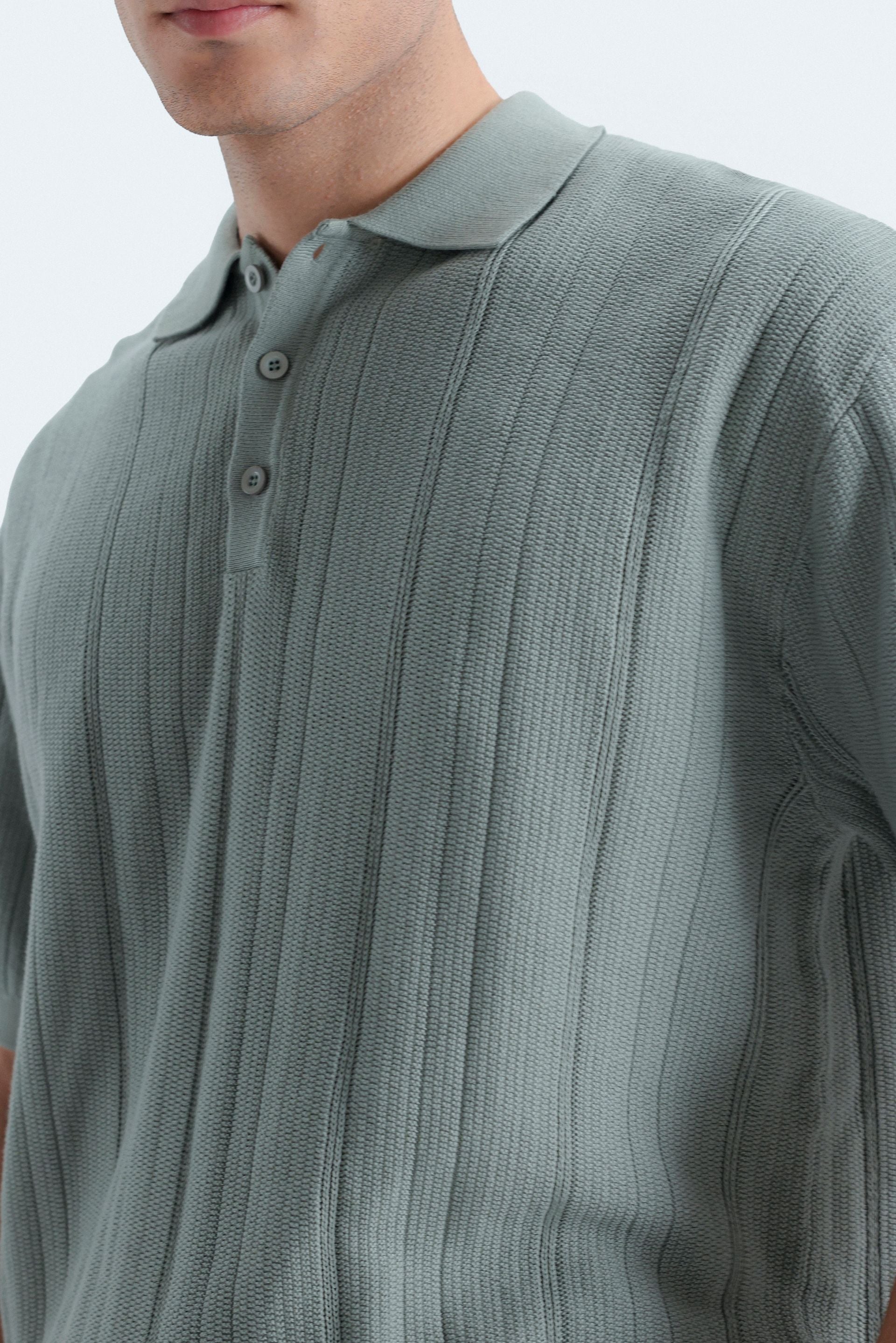 Textured Knit Polo Shirt
