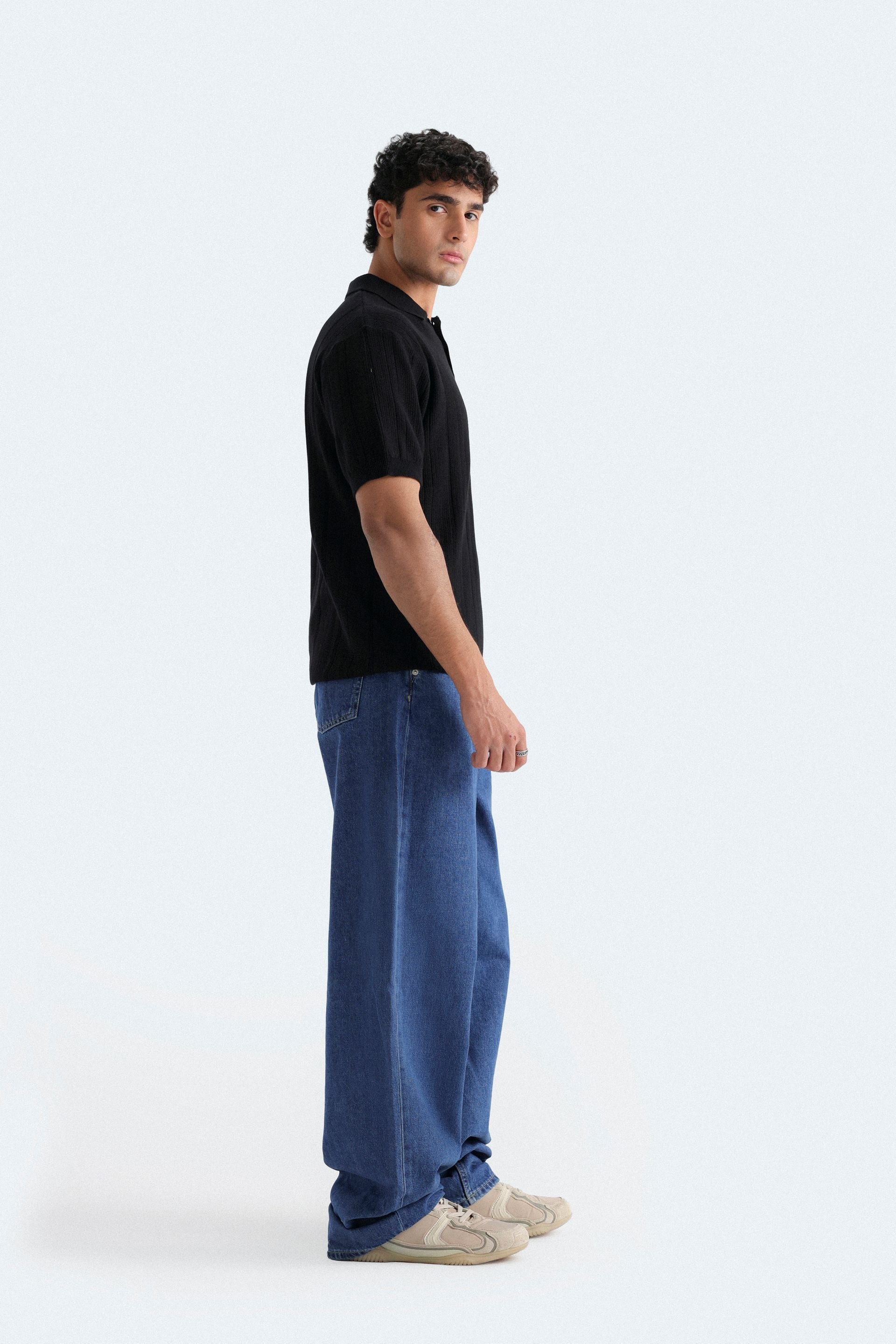 Textured Knit Polo Shirt