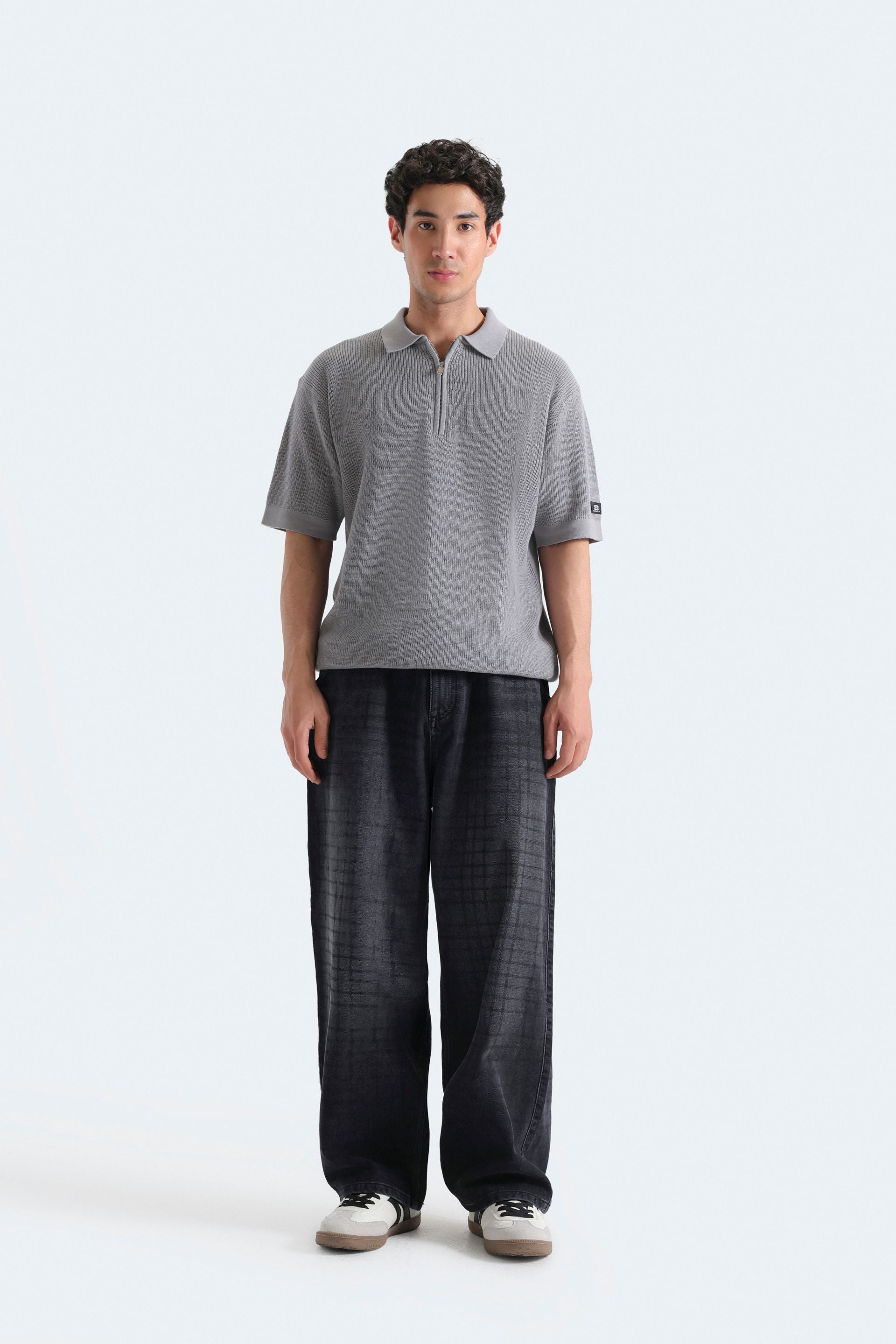 Quarter Zip-Up Polo Shirt