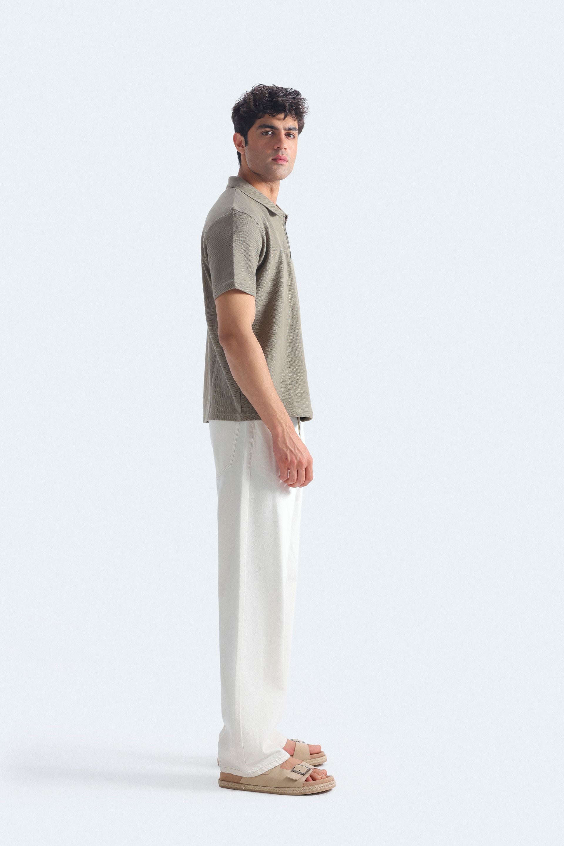Quarter Zip-Up Polo Shirt