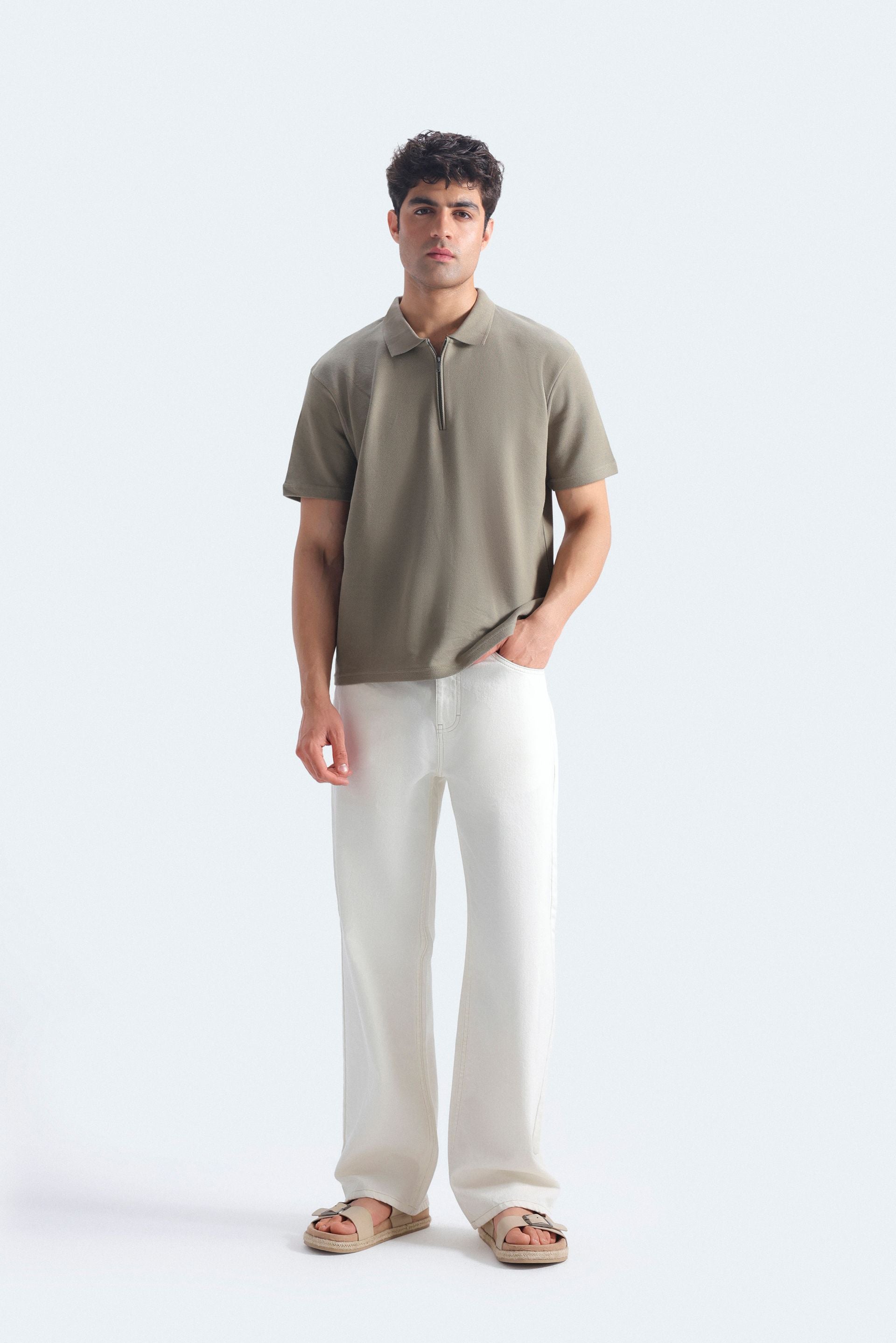 Quarter Zip-Up Polo Shirt