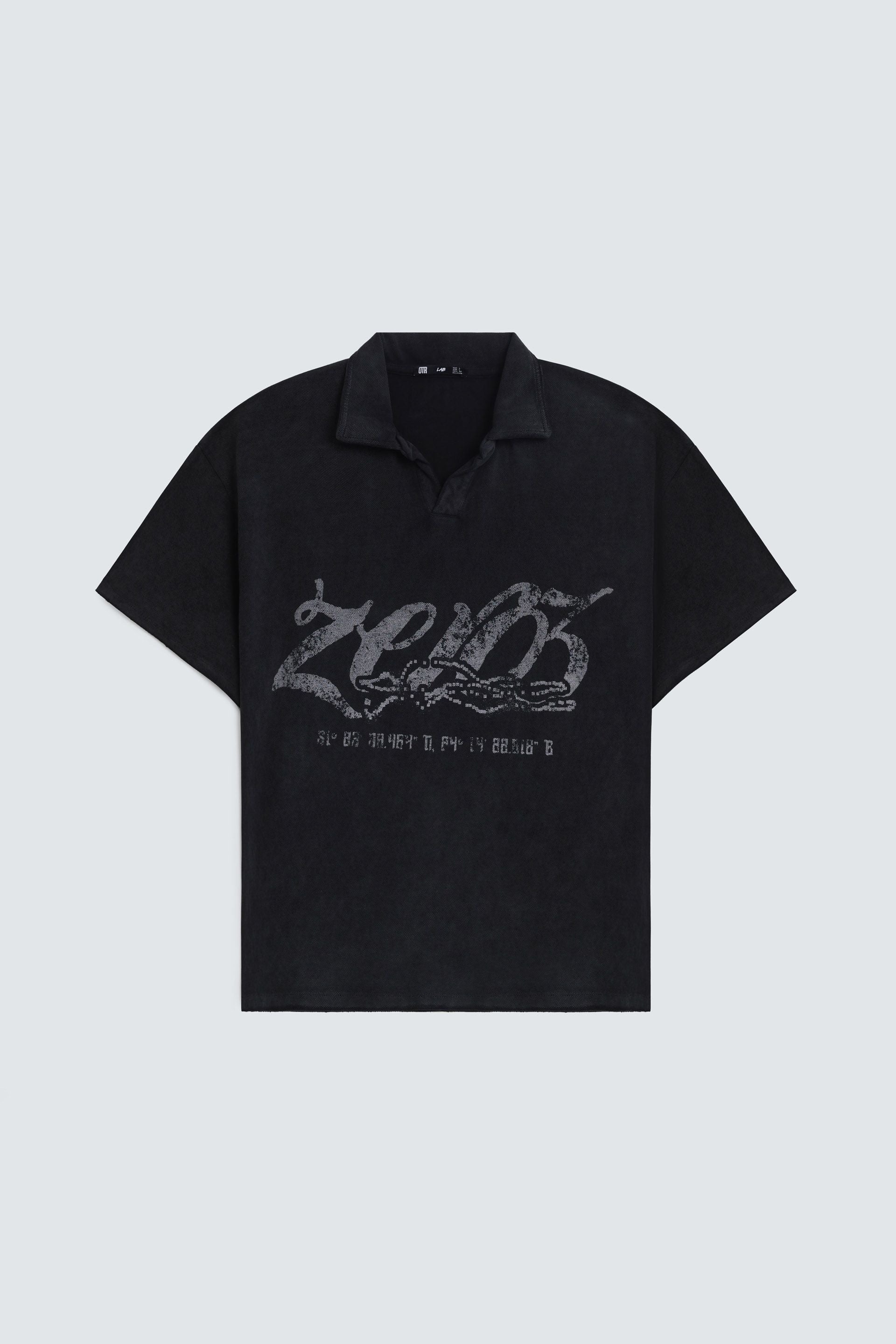 Washed Out Slogan Print Polo Shirt