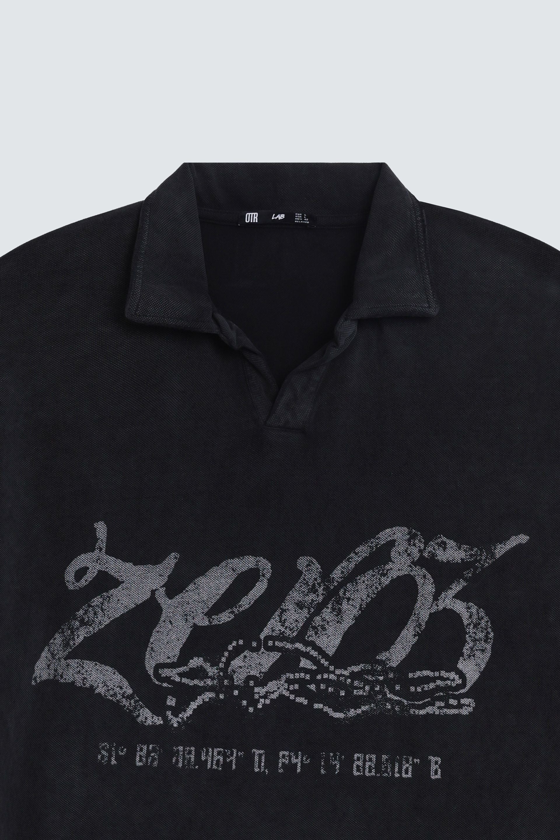 Washed Out Slogan Print Polo Shirt