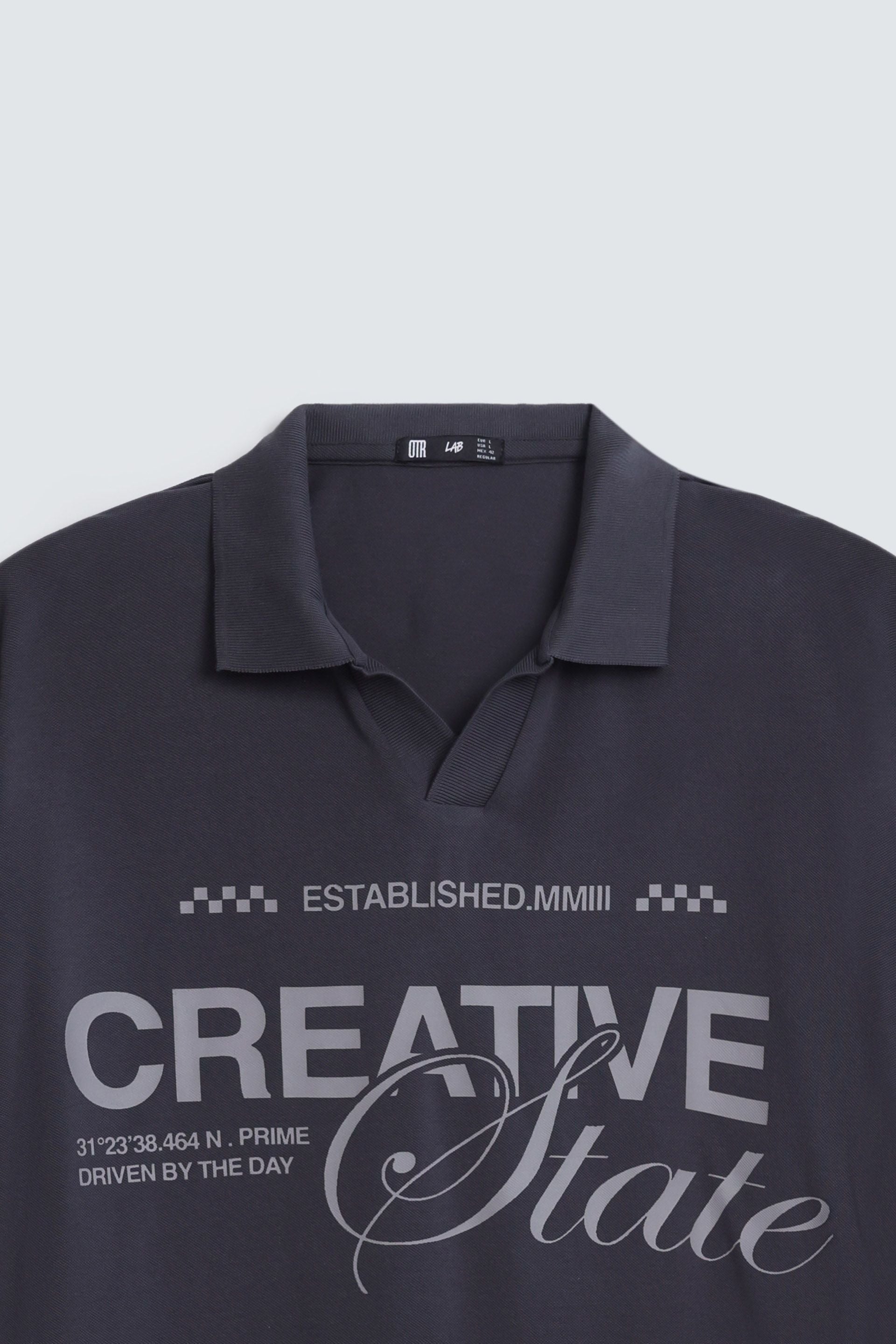 Slogan Print Polo Shirt
