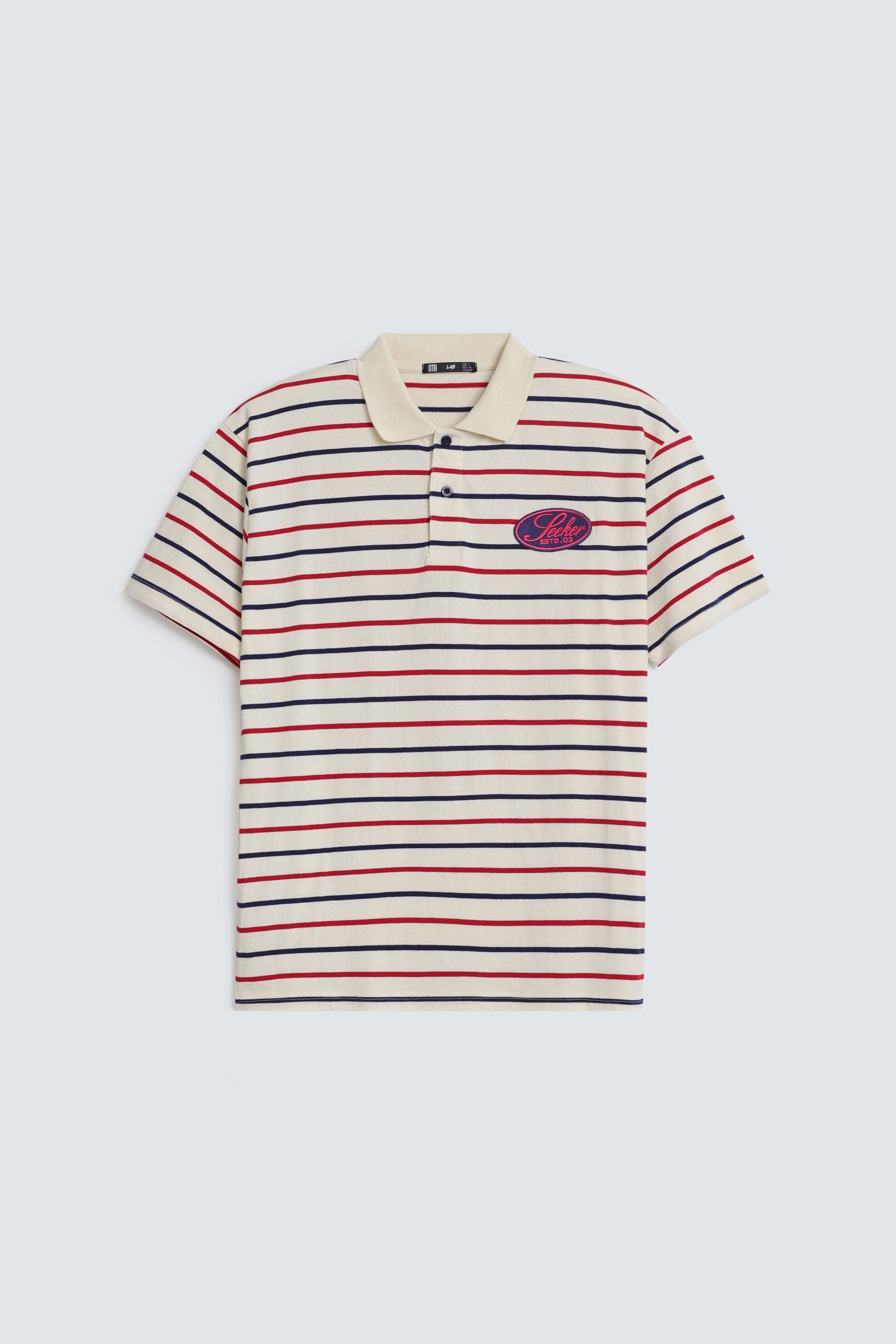 Embroidered Striped Polo Shirt