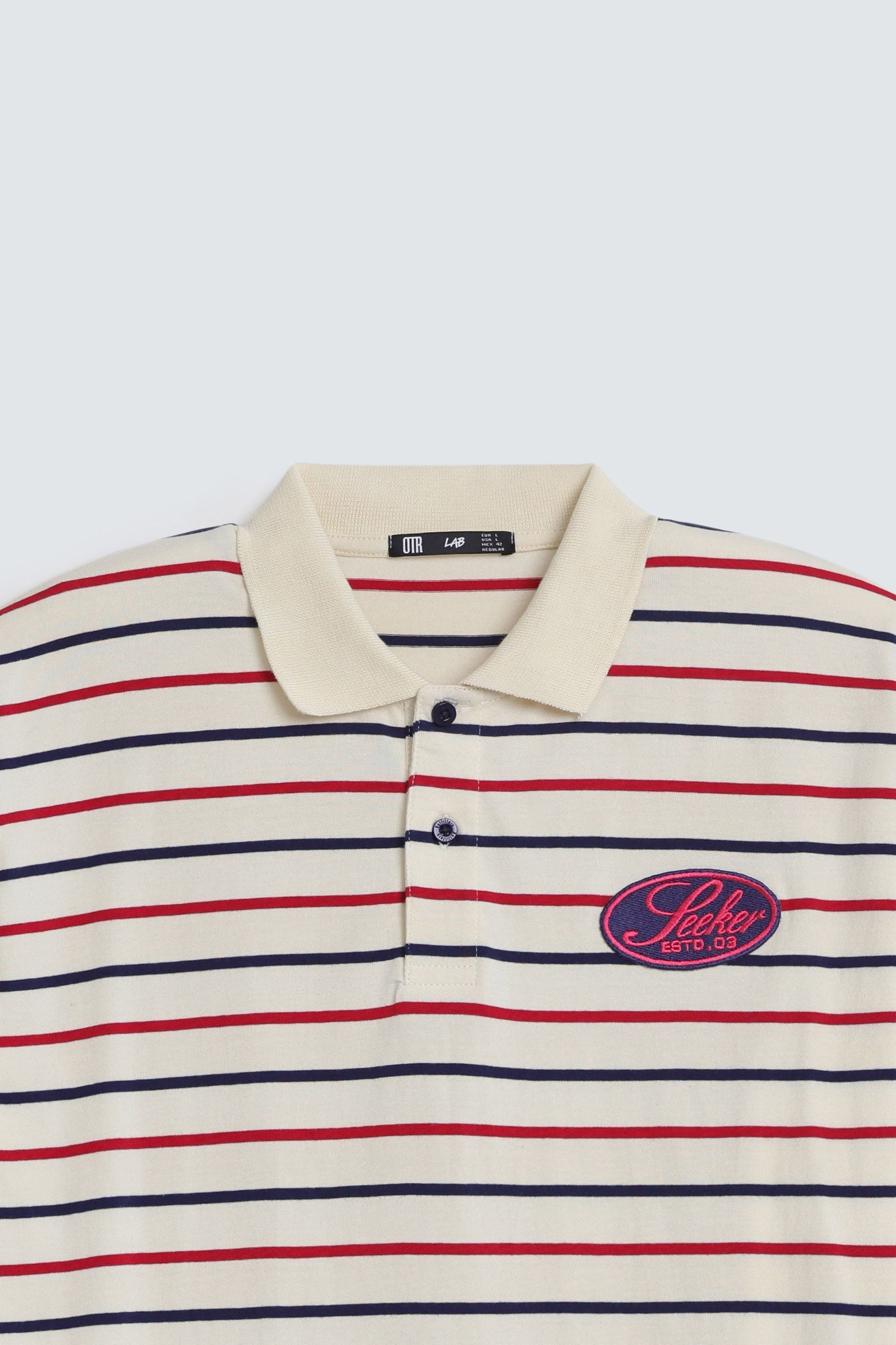 Embroidered Striped Polo Shirt