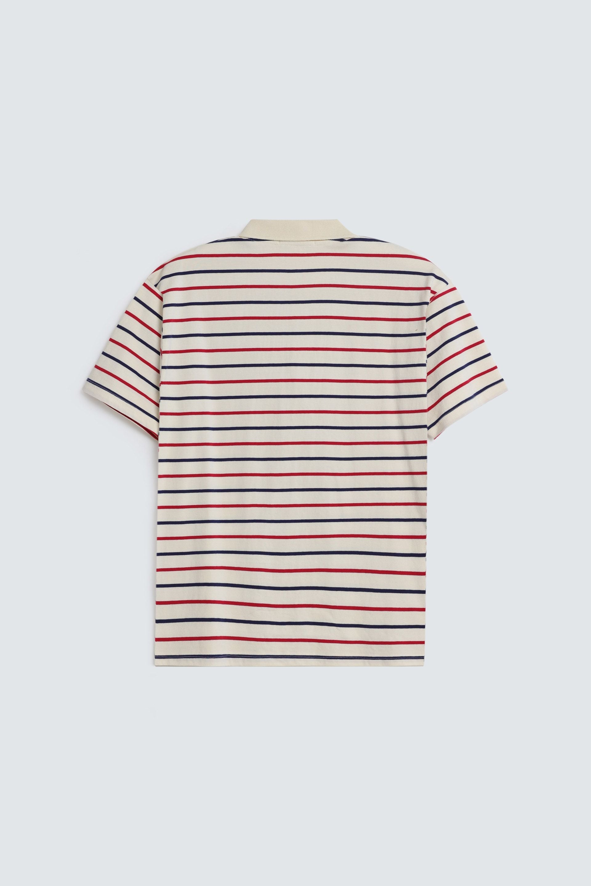 Embroidered Striped Polo Shirt
