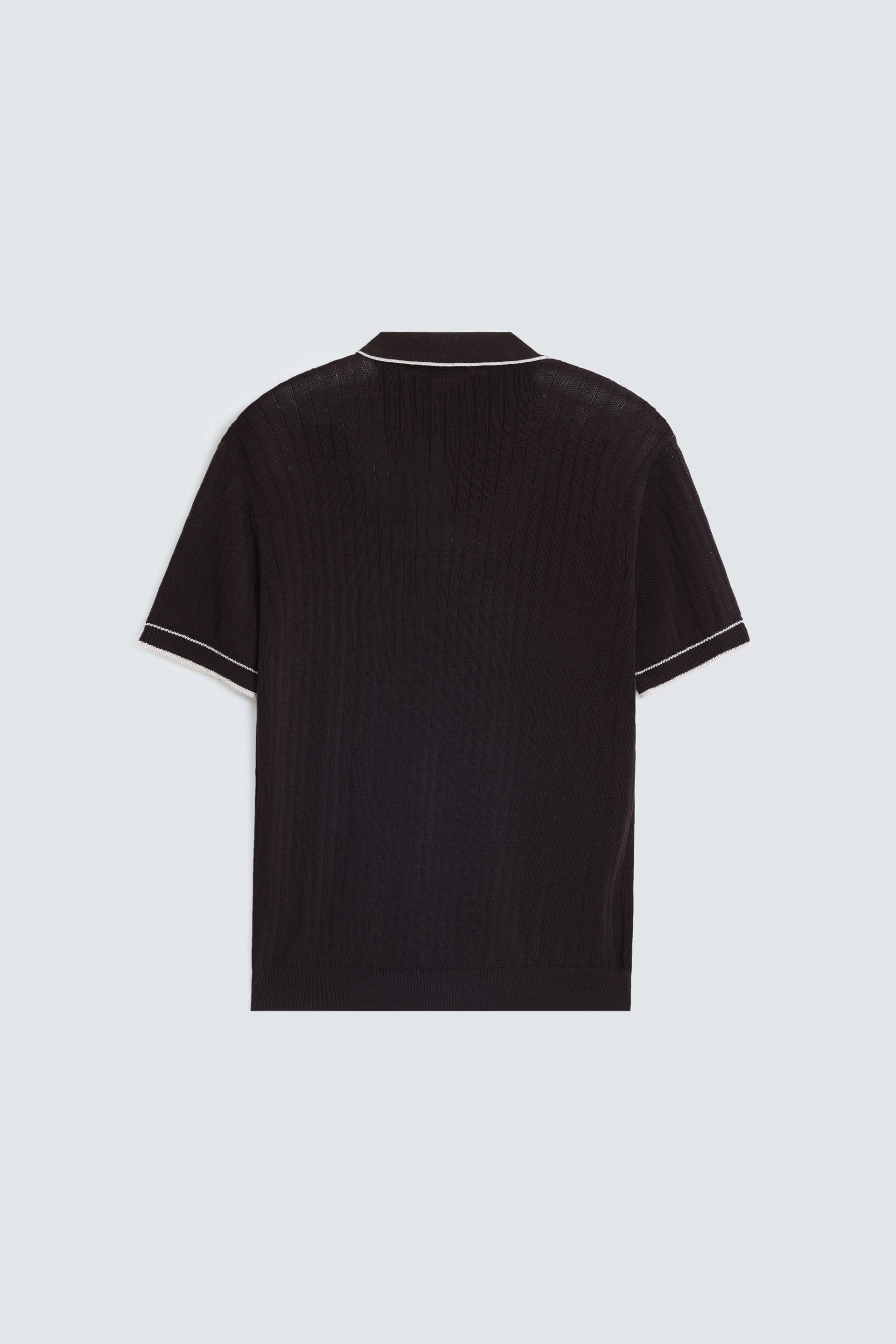 Ribbed Polo Shirt With Tipping Detail