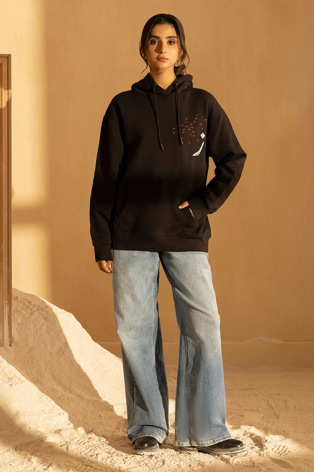 Graphic Hoodie – Black with Printed Design