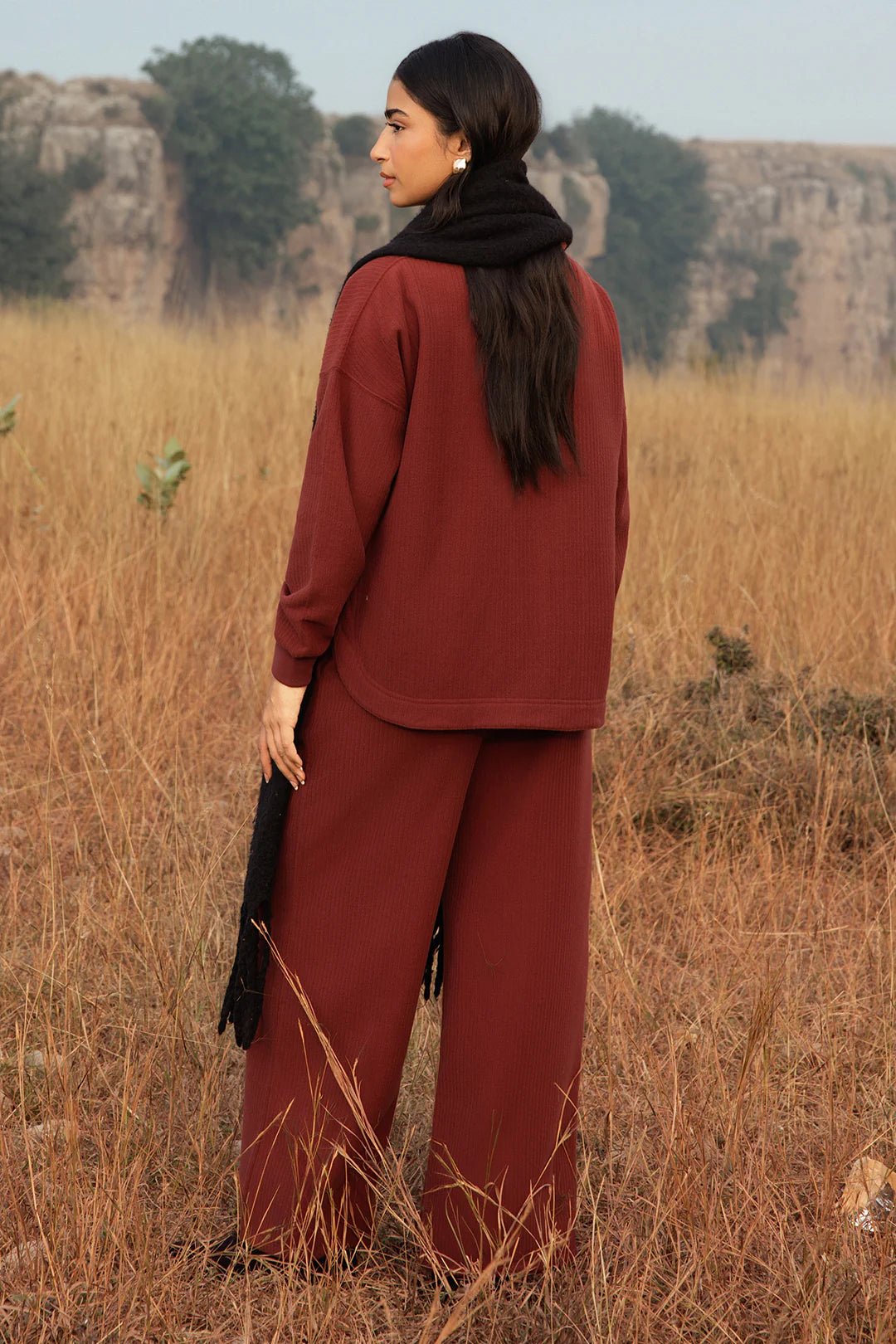 Polar Fleece Co-Ord Set Trousers – Rust