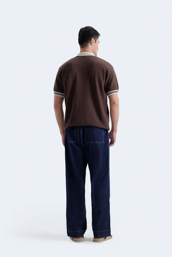 Quarter Zip Polo Shirt – Dark Brown