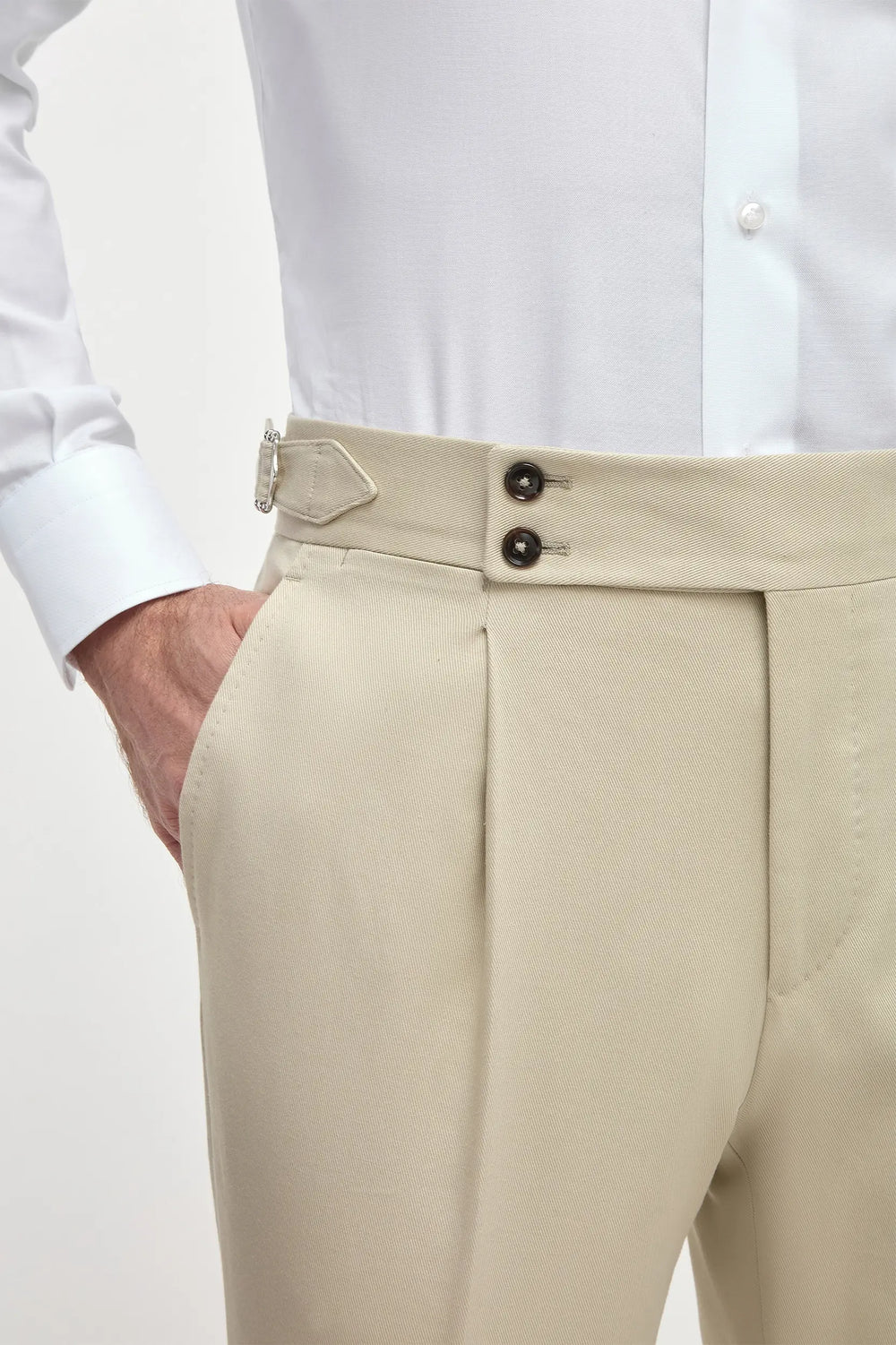 Beige Cotton Gurkha Trousers