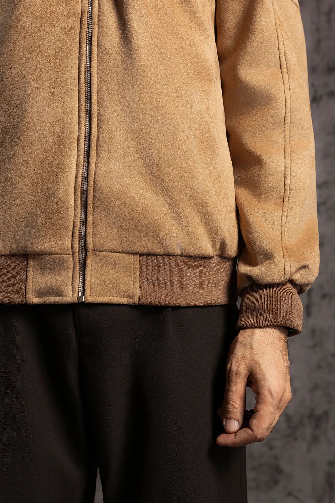 Faux Suede Jacket – Brown