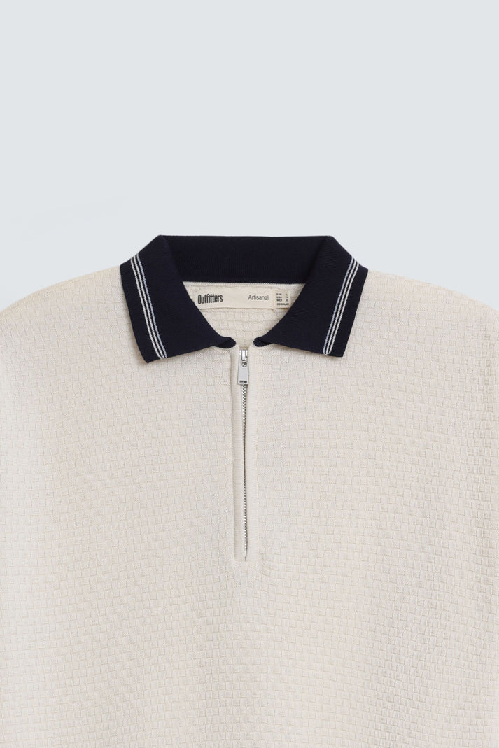 Quarter Zip Polo Shirt – Off White