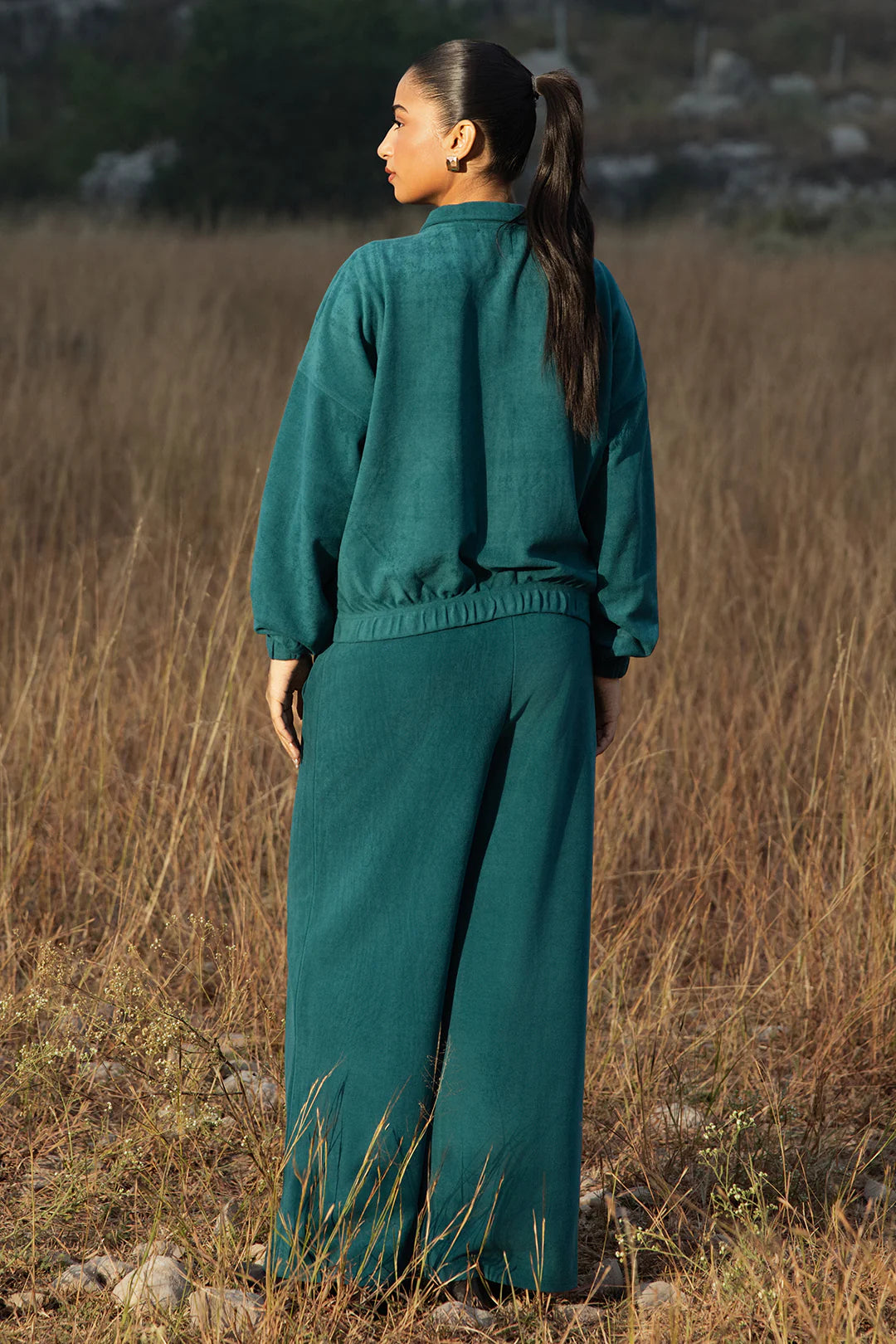 Velour Co-Ord Set Trousers – Teal