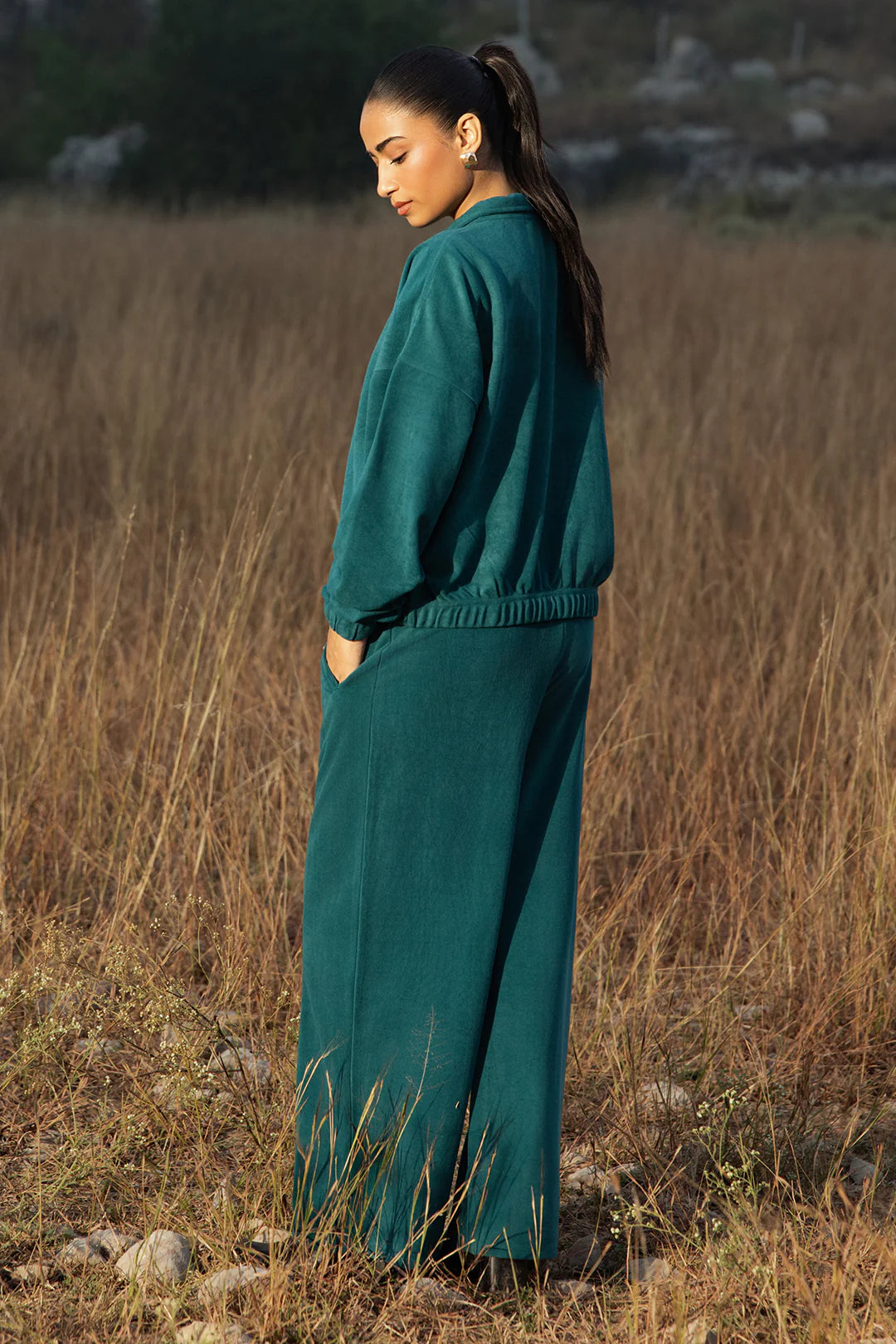 Velour Co-Ord Set Trousers – Teal
