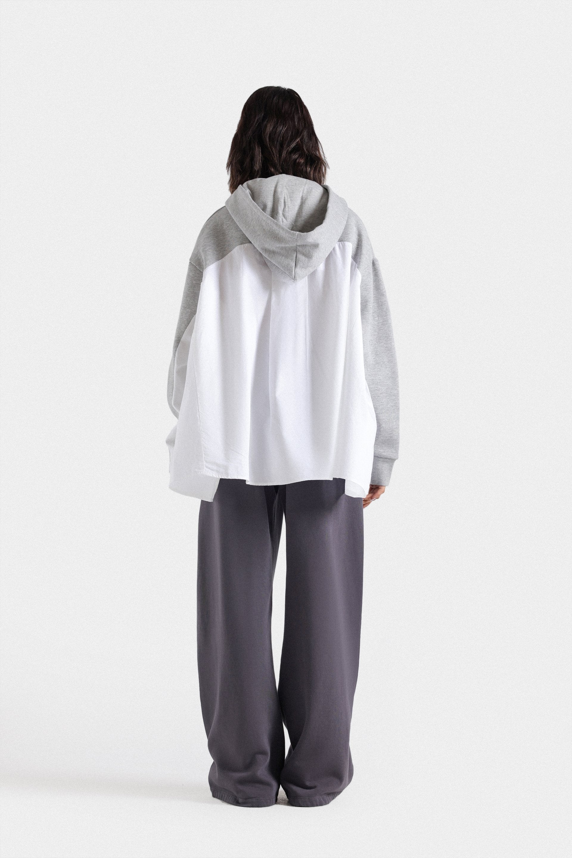 Hoodie With Woven Fabric