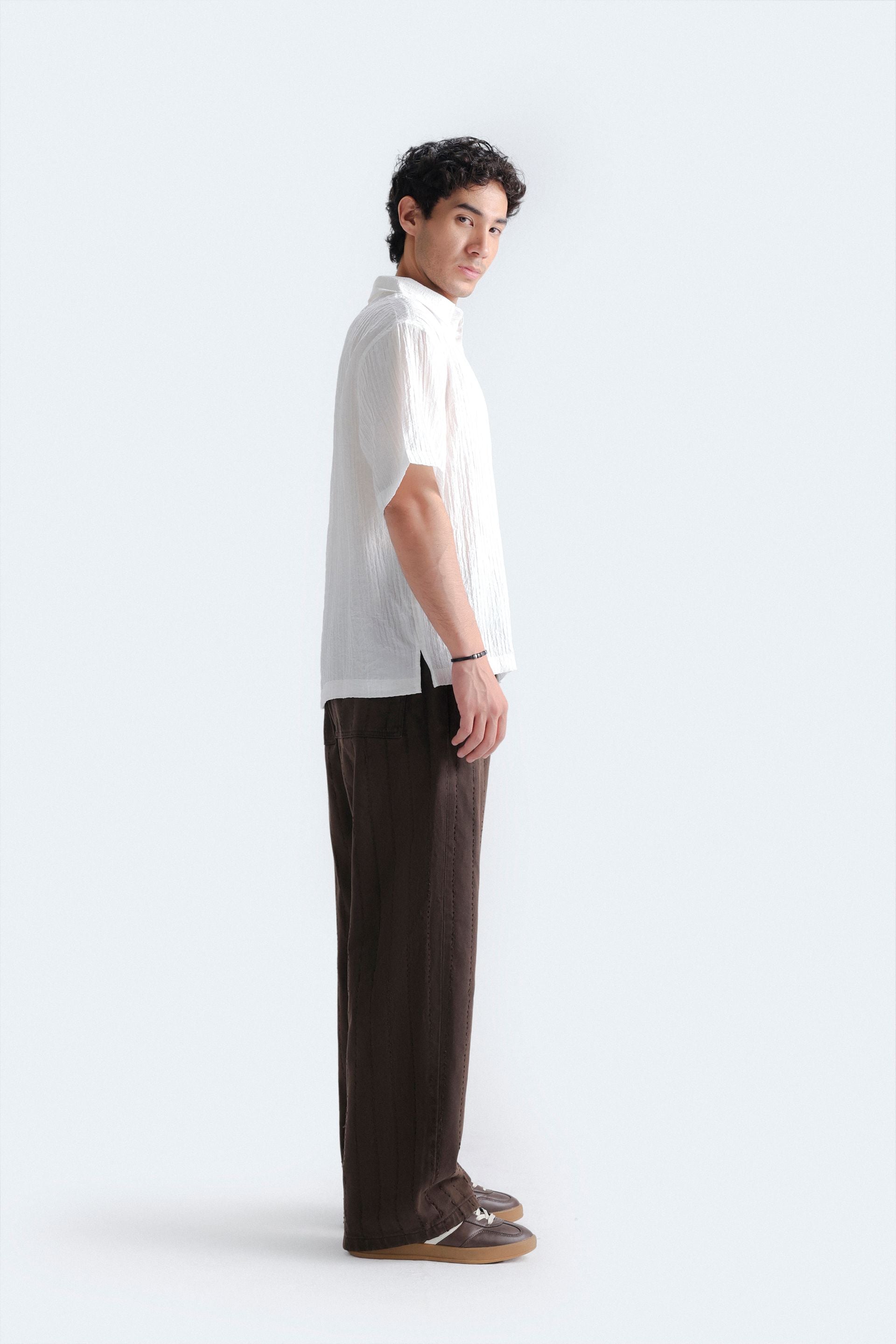 Textured Baggy Fit Pants