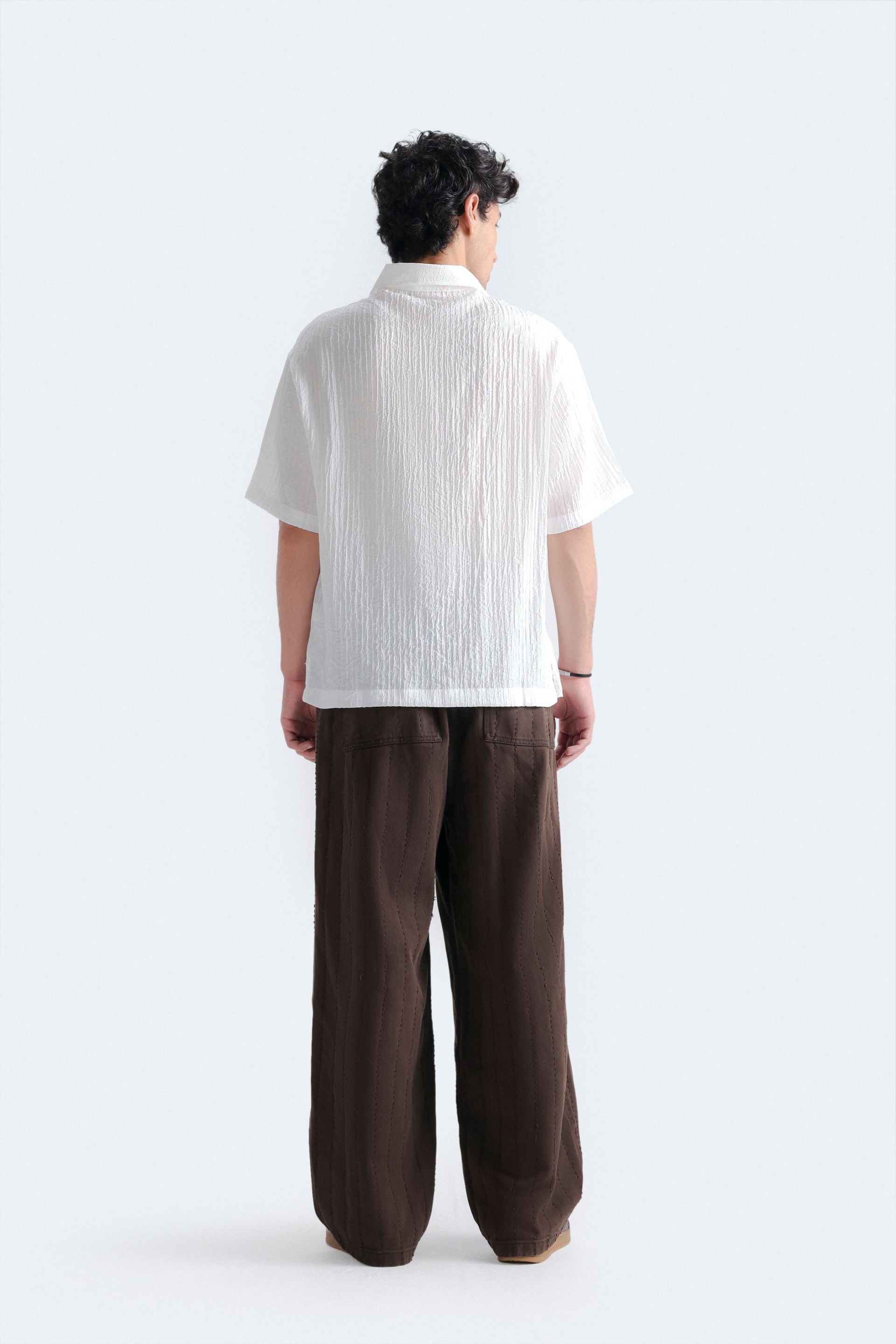 Textured Baggy Fit Pants