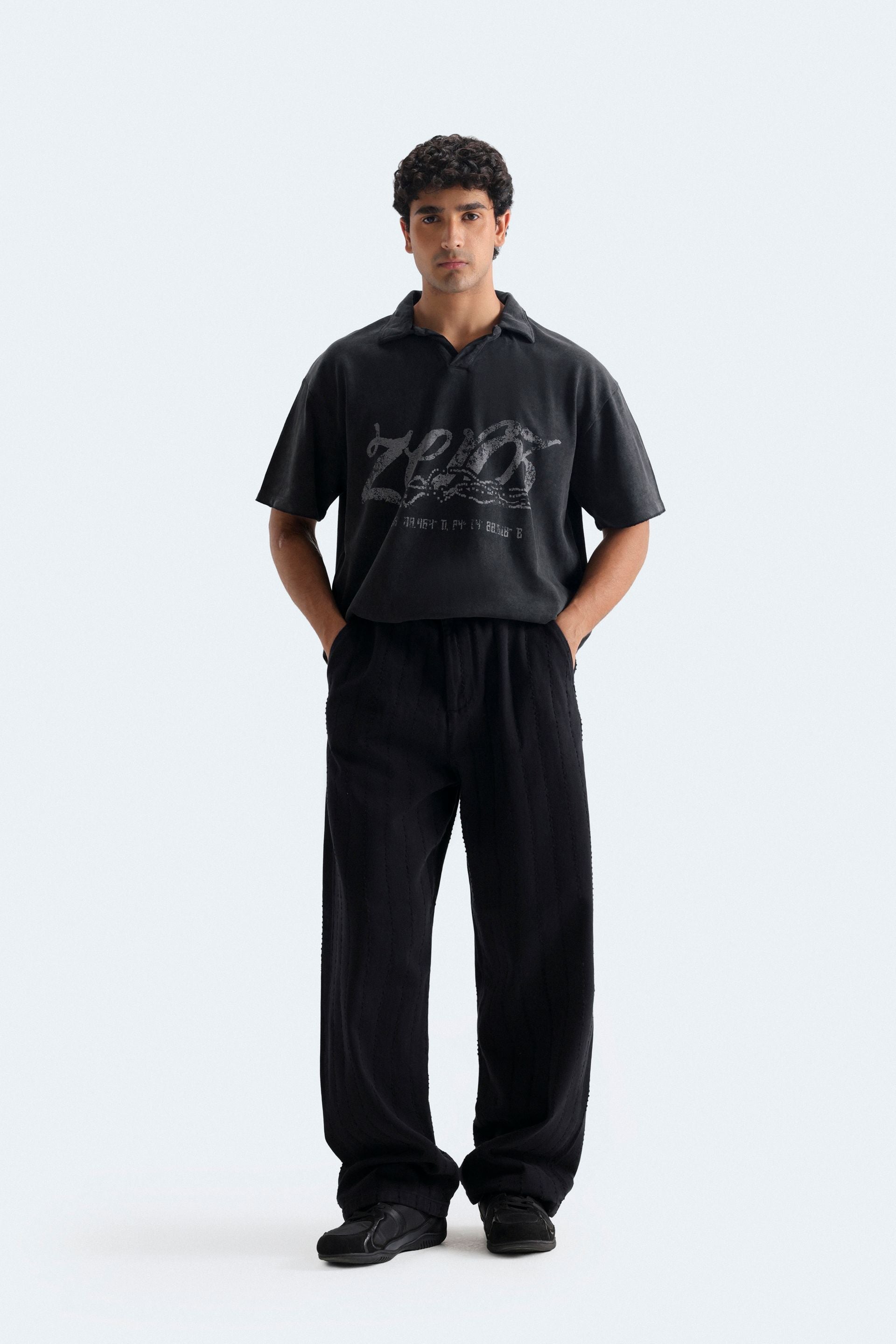 Textured Baggy Fit Pants