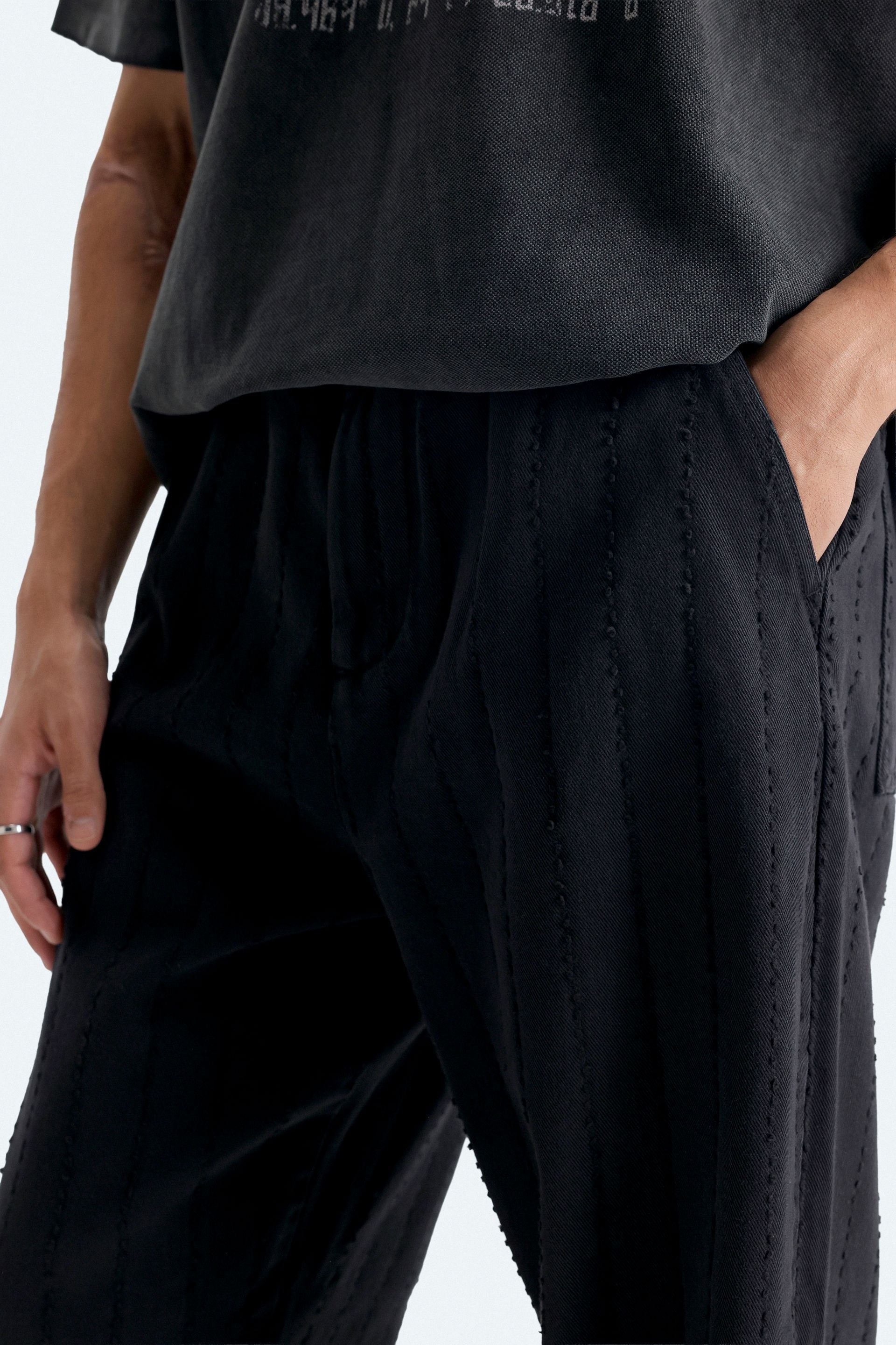 Textured Baggy Fit Pants