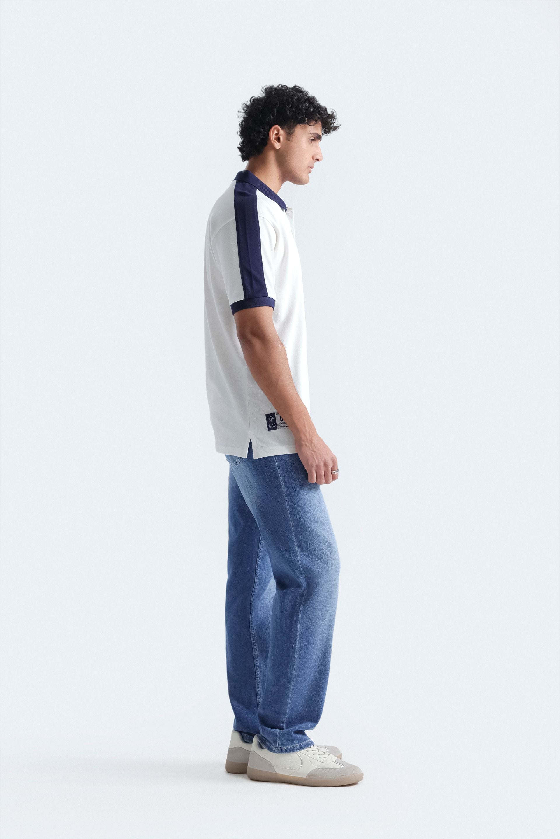 Slogan Print Polo Shirt With Label Patch