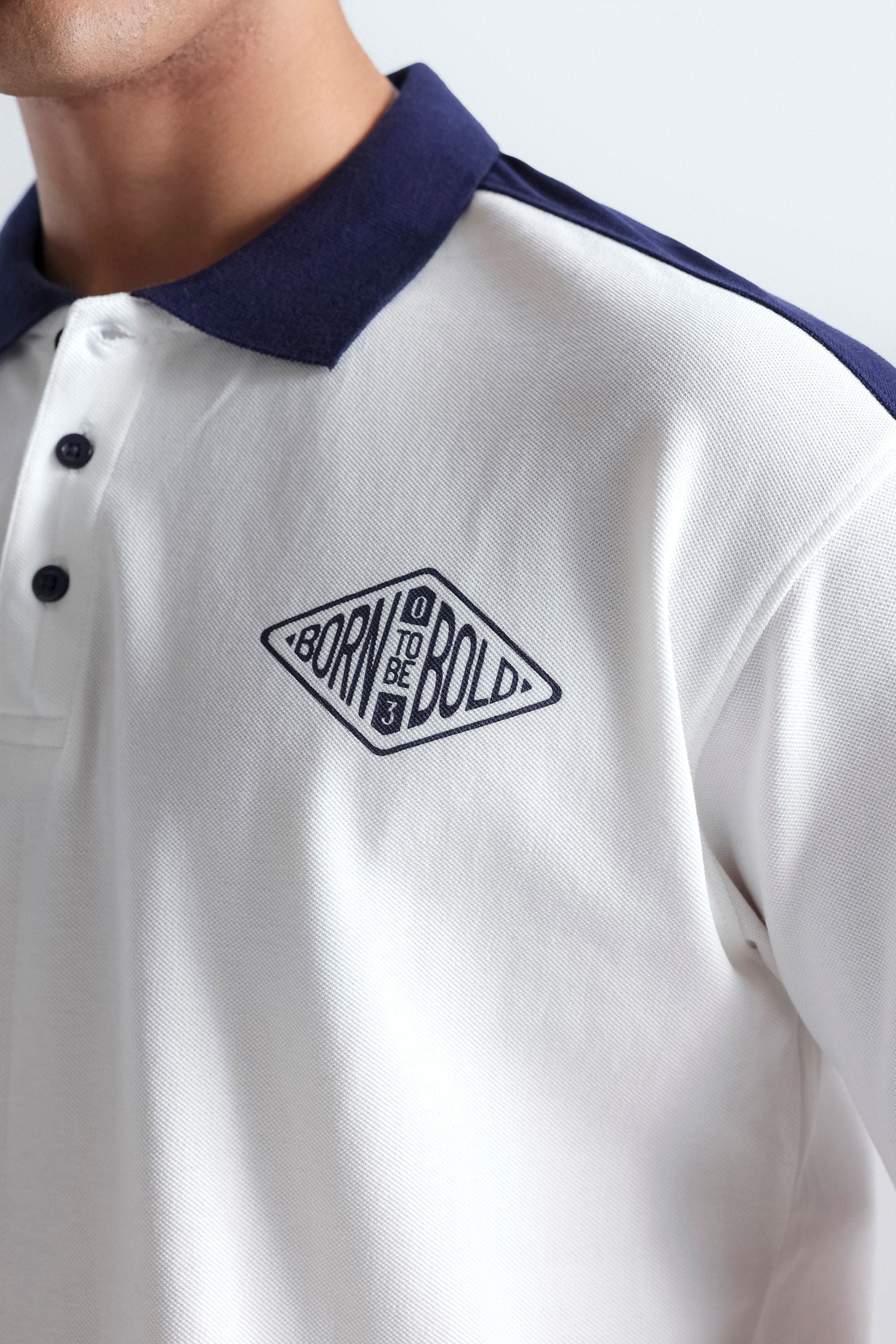 Slogan Print Polo Shirt With Label Patch