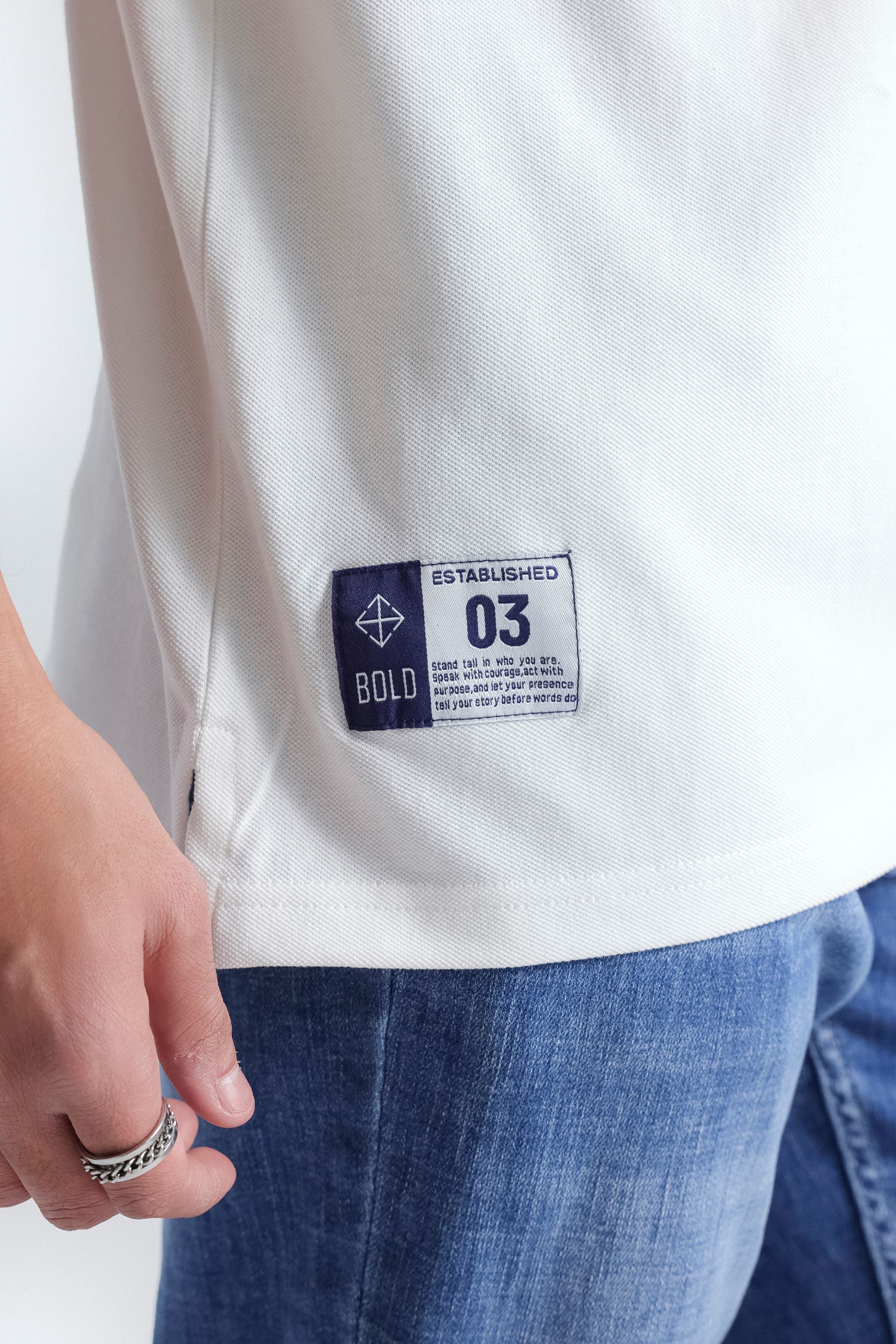 Slogan Print Polo Shirt With Label Patch